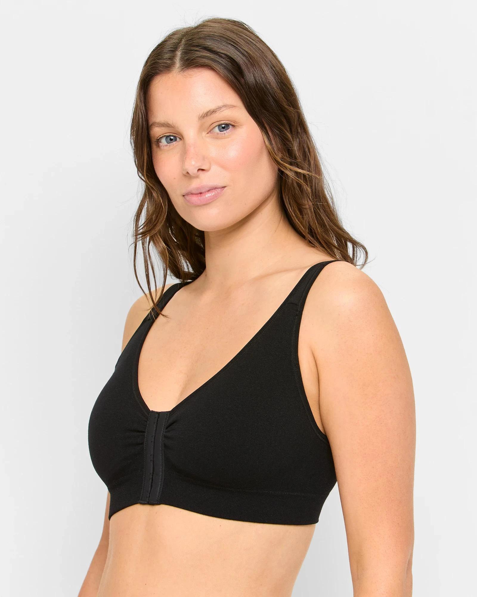 2 Target Woman Post Surgery Seamfree Wirefree Bra BLACK, 2 of 4