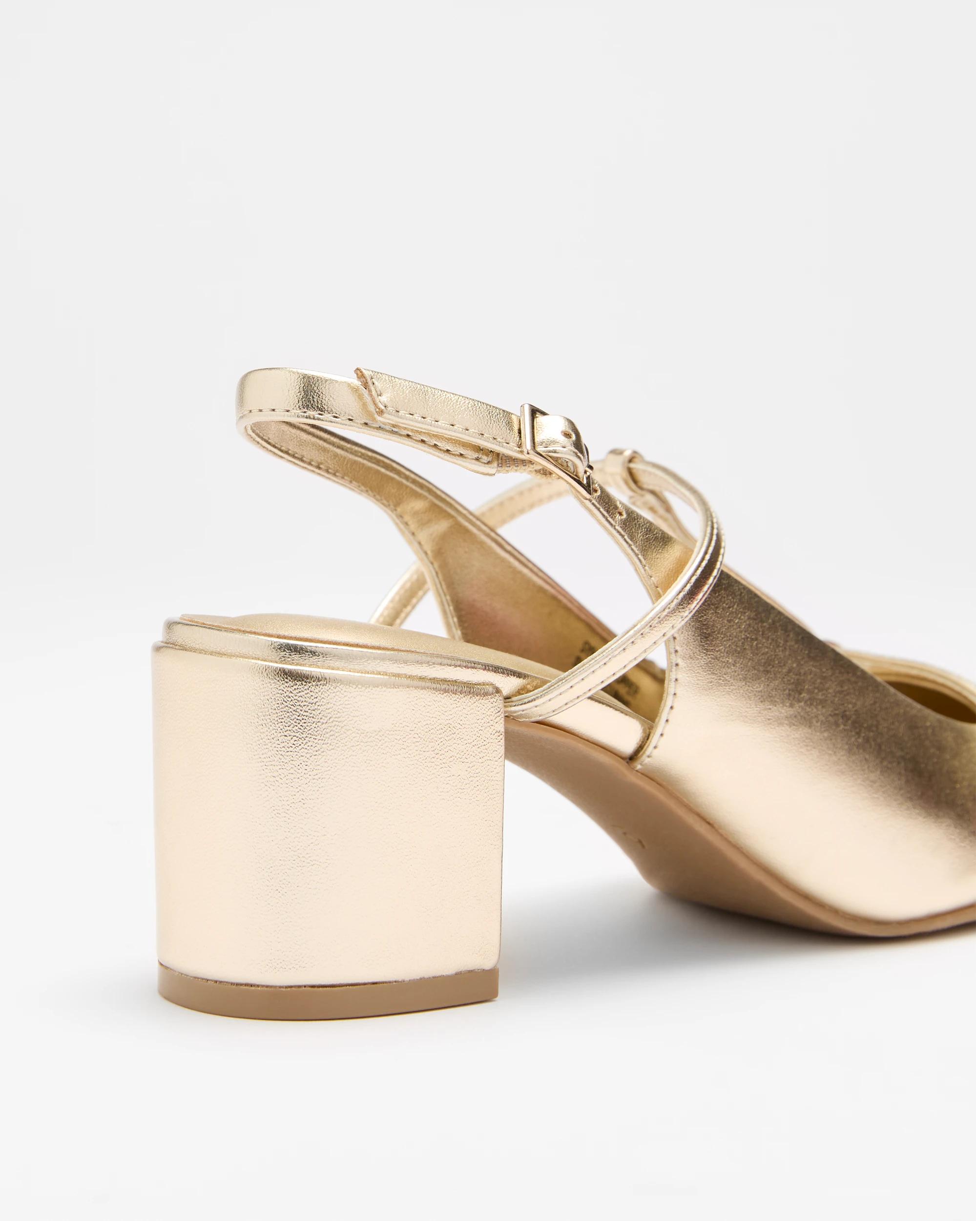 2 Target Womens T-bar Point Block Heel - Darla Ii GOLD PU, 2 of 3