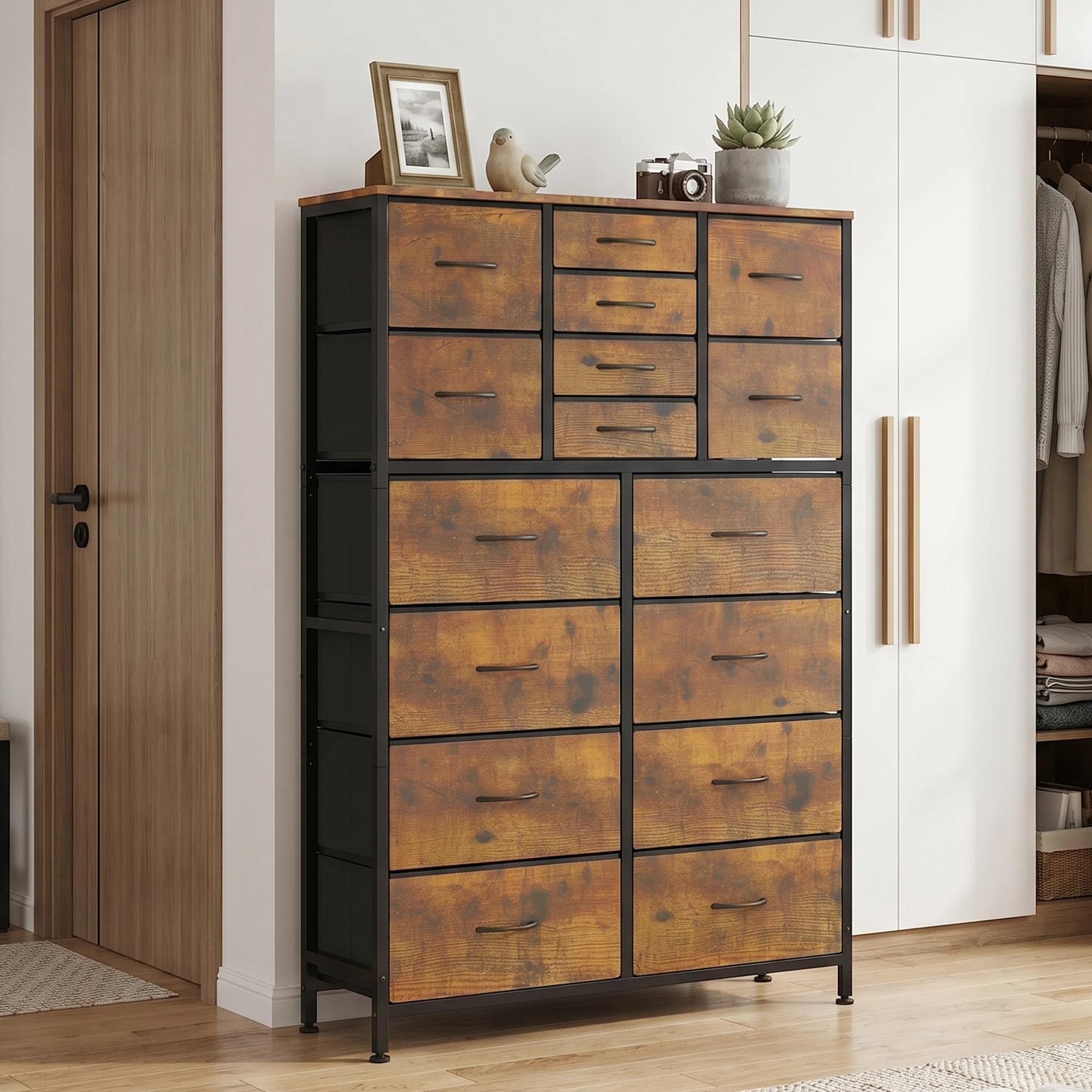 7 Advwin Tall Dresser with 16 Fabric Drawers Chest of Drawers for Closet - Brown, 7 of 8