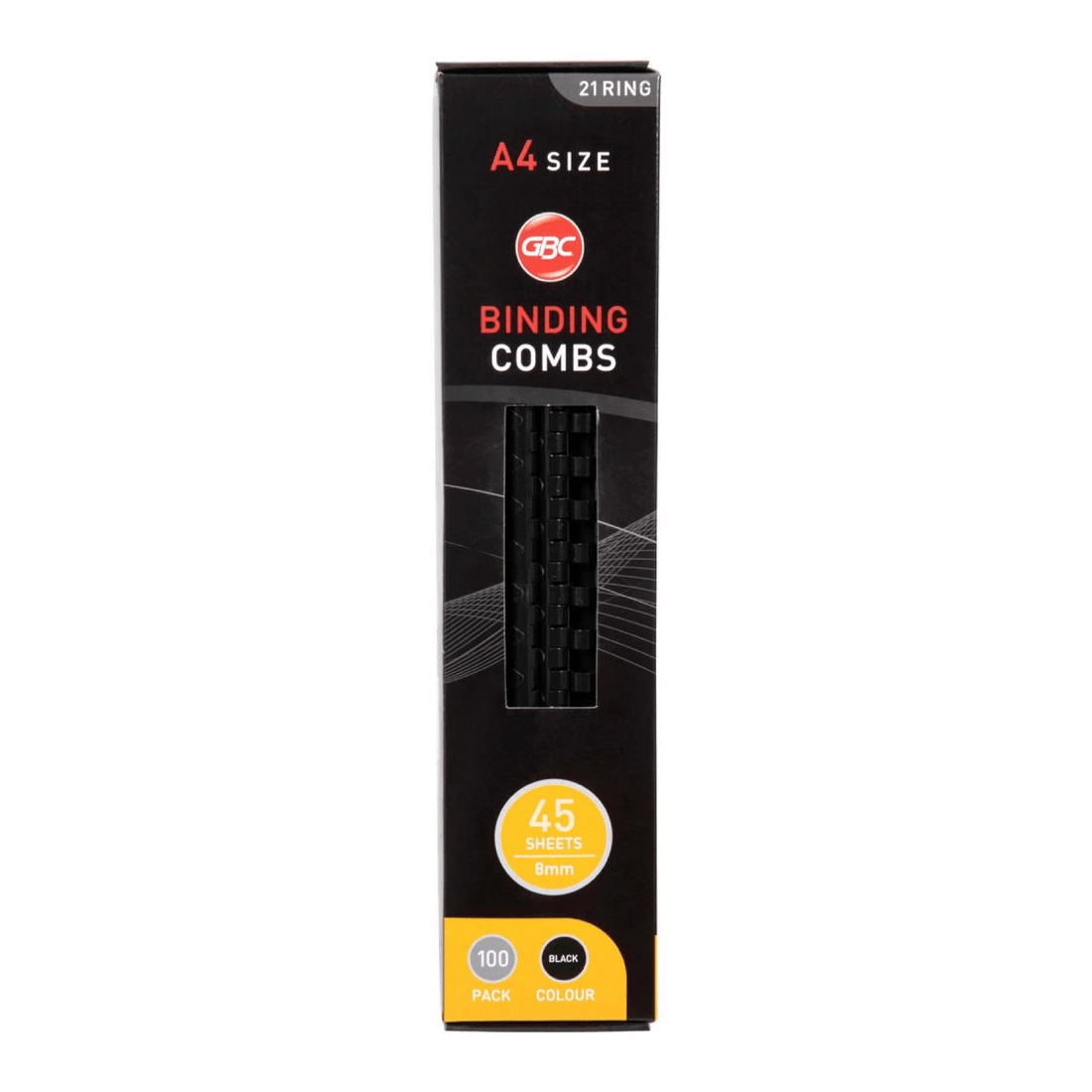 1 GBC Binding Comb 21 Loop Plastic 8mm Black 100 Pack, 1 of 3