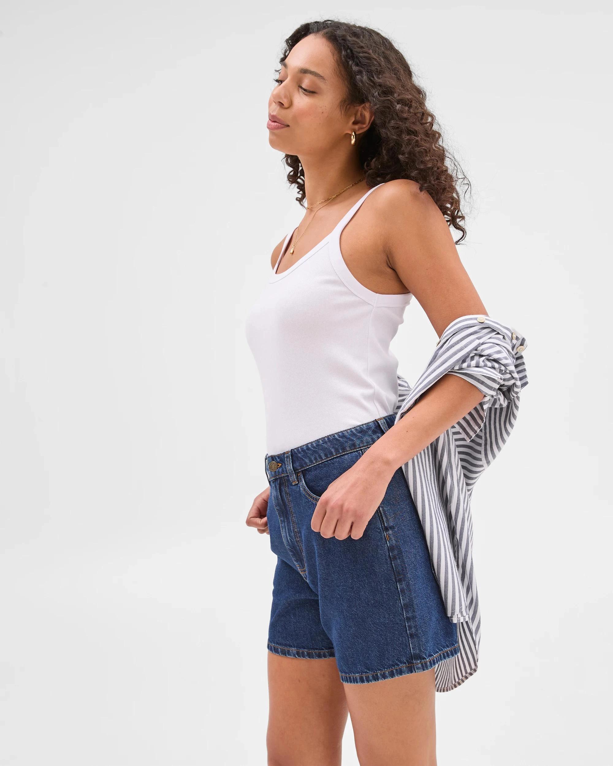 3 Target High Rise A-Line Denim Shorts NIAGRA BLUE, 3 of 5