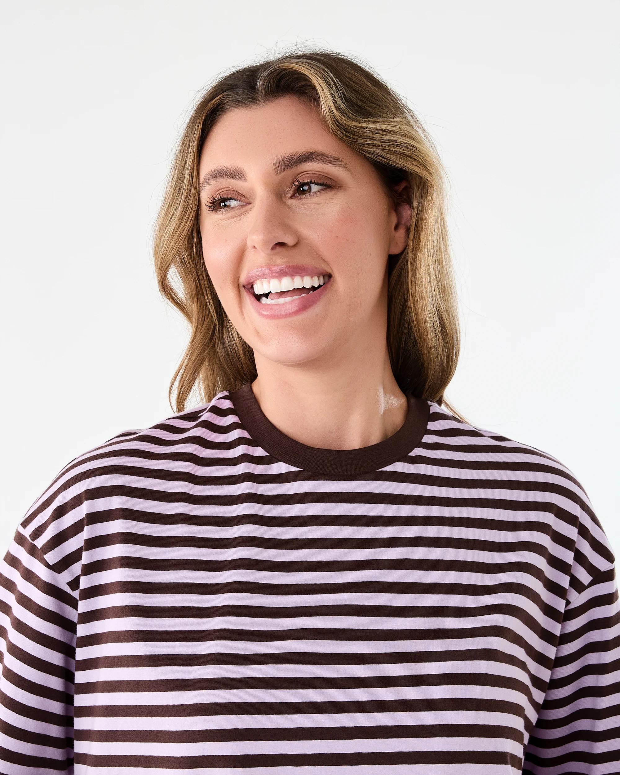4 Short Sleeve Oversized Chopped Stripe T-shirt Lilchocstp, 4 of 5