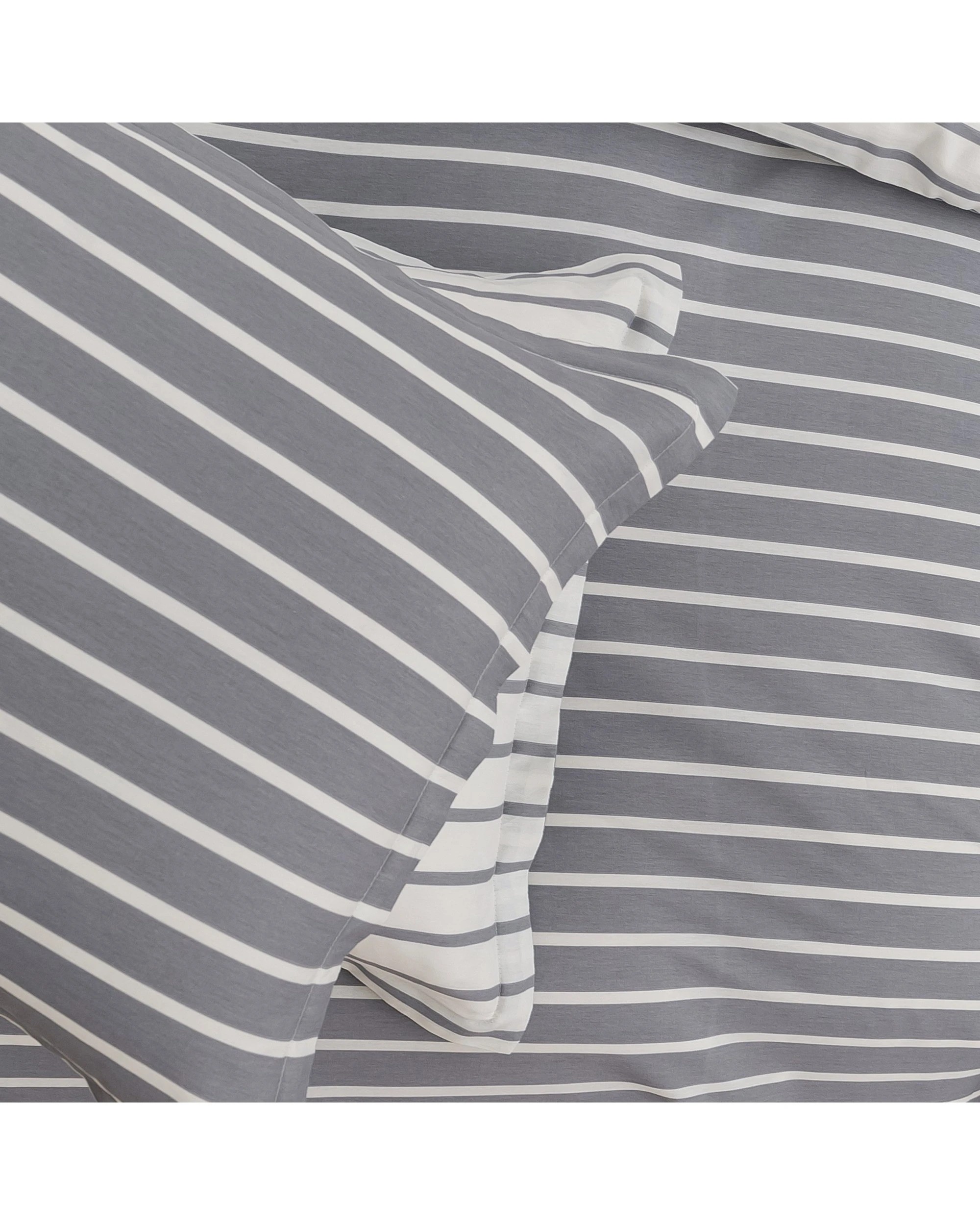 4 Dreamaker Miller Stripe 100% Cotton Reversible Quilt Cover Set - Single Bed - Grey, 4 of 6