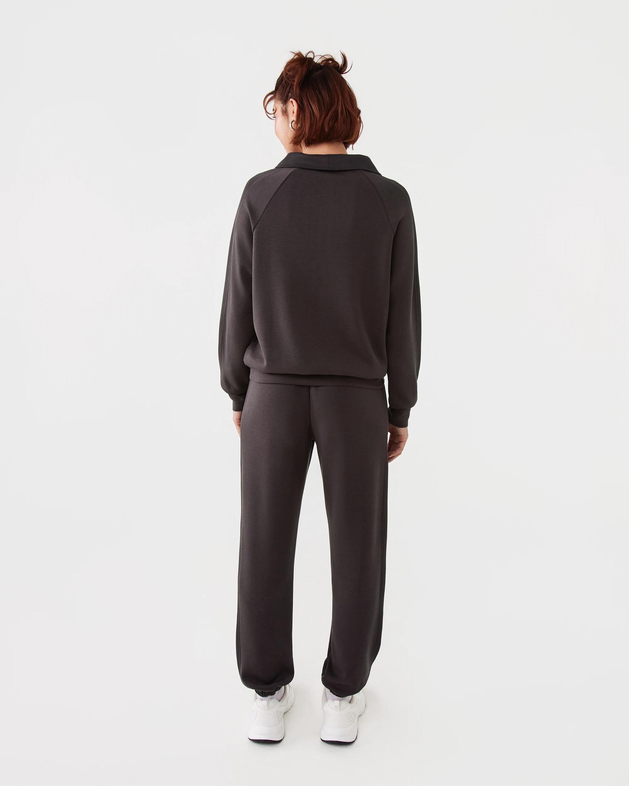 4 Active Womens Soft Modal Ribbed Panel Trackpants Espresso, 4 of 6