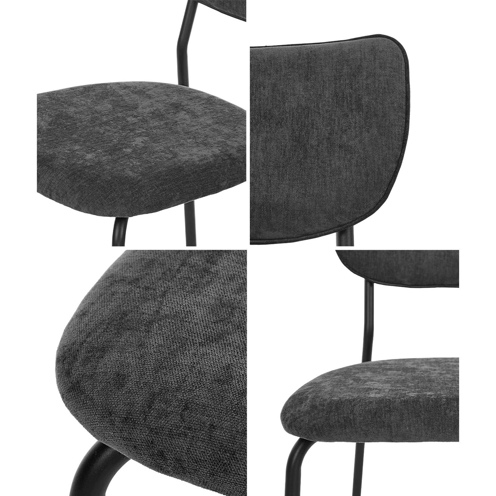 5 Oikiture Set of 4 Dining Chairs Linen Fabric Padded Seat - Grey, 5 of 9