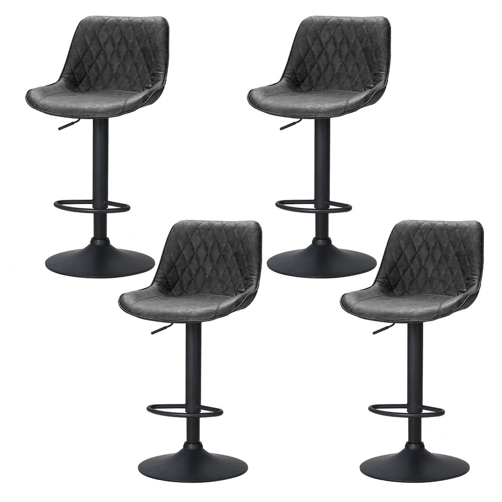 1 Artiss 4x Bar Stools Gas Lift Vintage Leather - Black, 1 of 5