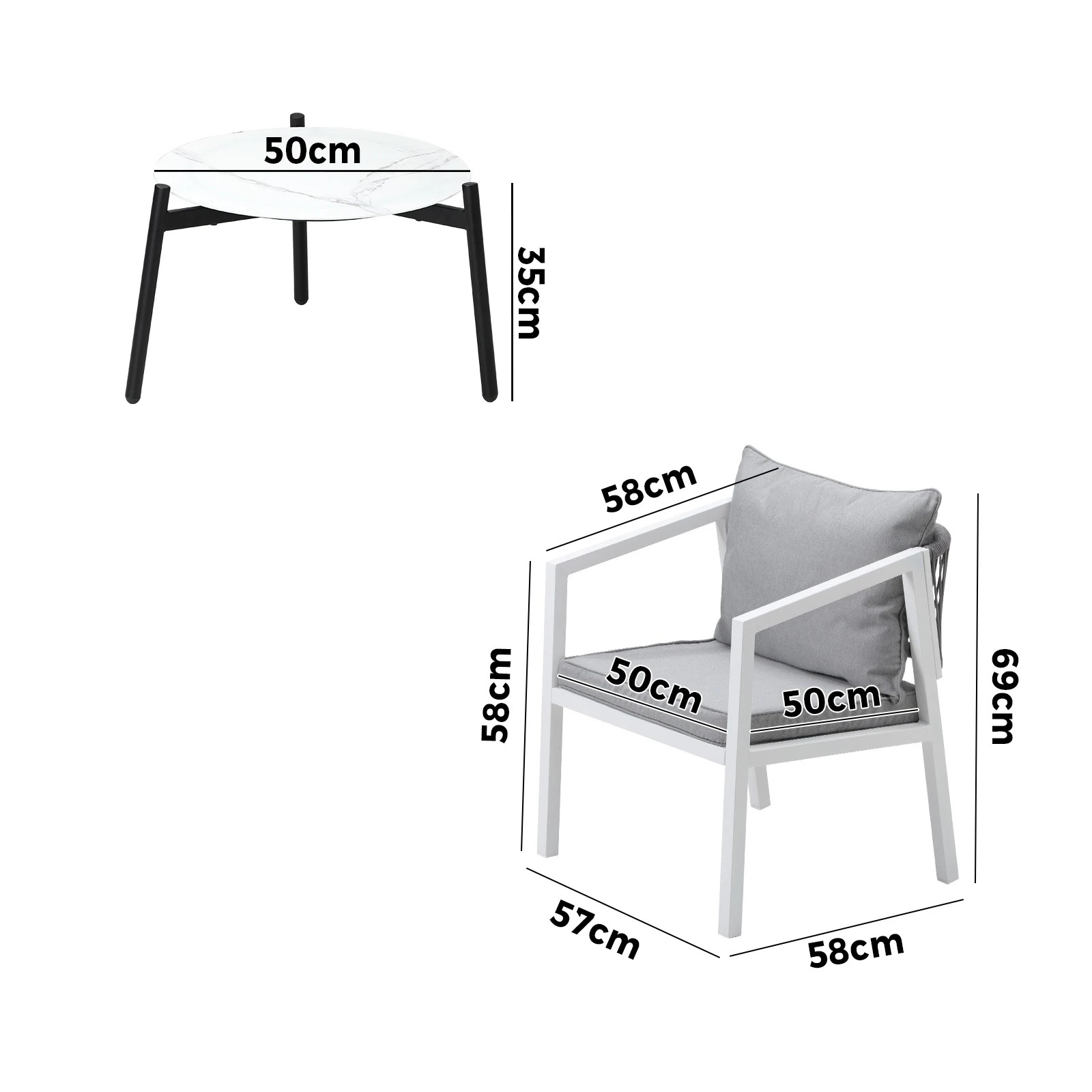 9 Livsip Outdoor Patio Setting 3pcs Furniture Lounge Set 50cm Coffee Table
 - Multi, 9 of 10