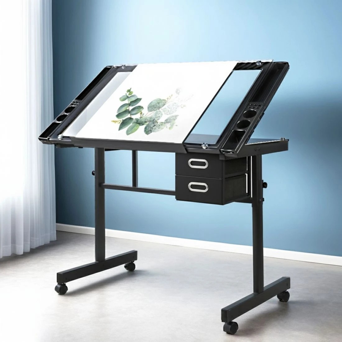 7 Artiss Drawing Desk Drafting Table - Black, 7 of 7