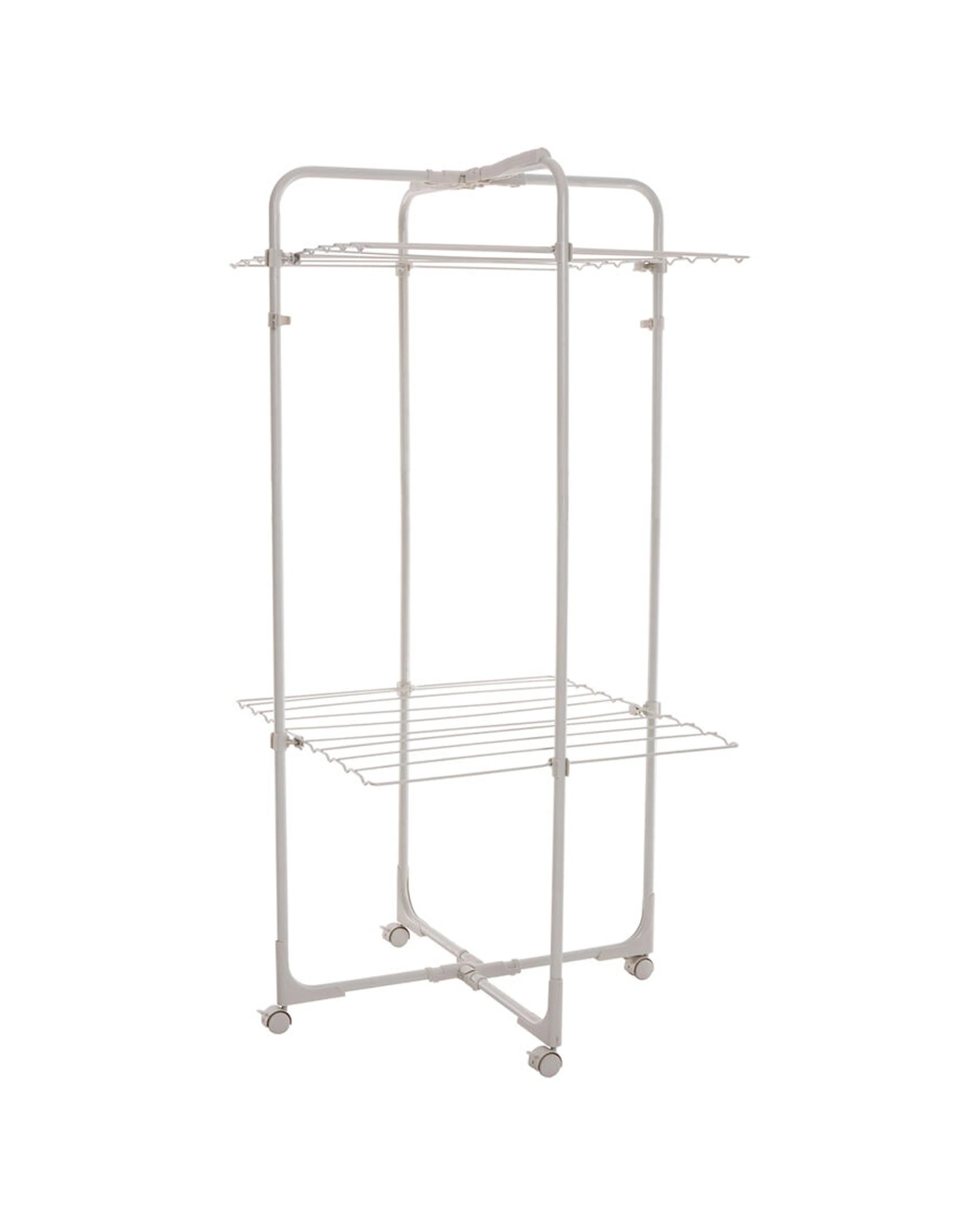 2 Hills 13M 2 Tier Double Decker Mobile Tower Clothes Airer W 44 Hook Slots
 - white, 2 of 8