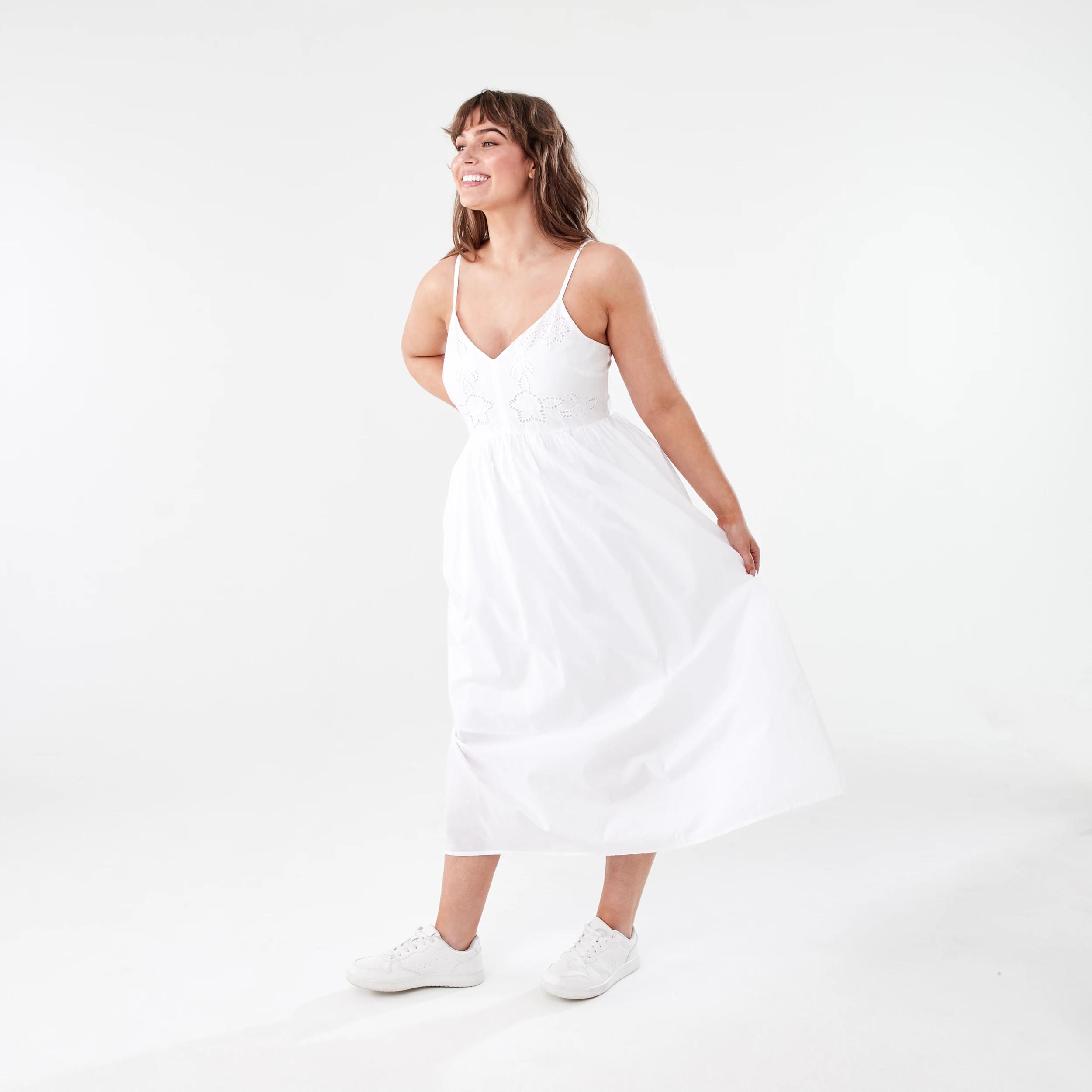 2 Sleeveless Broderie Midi Dress White, 2 of 7
