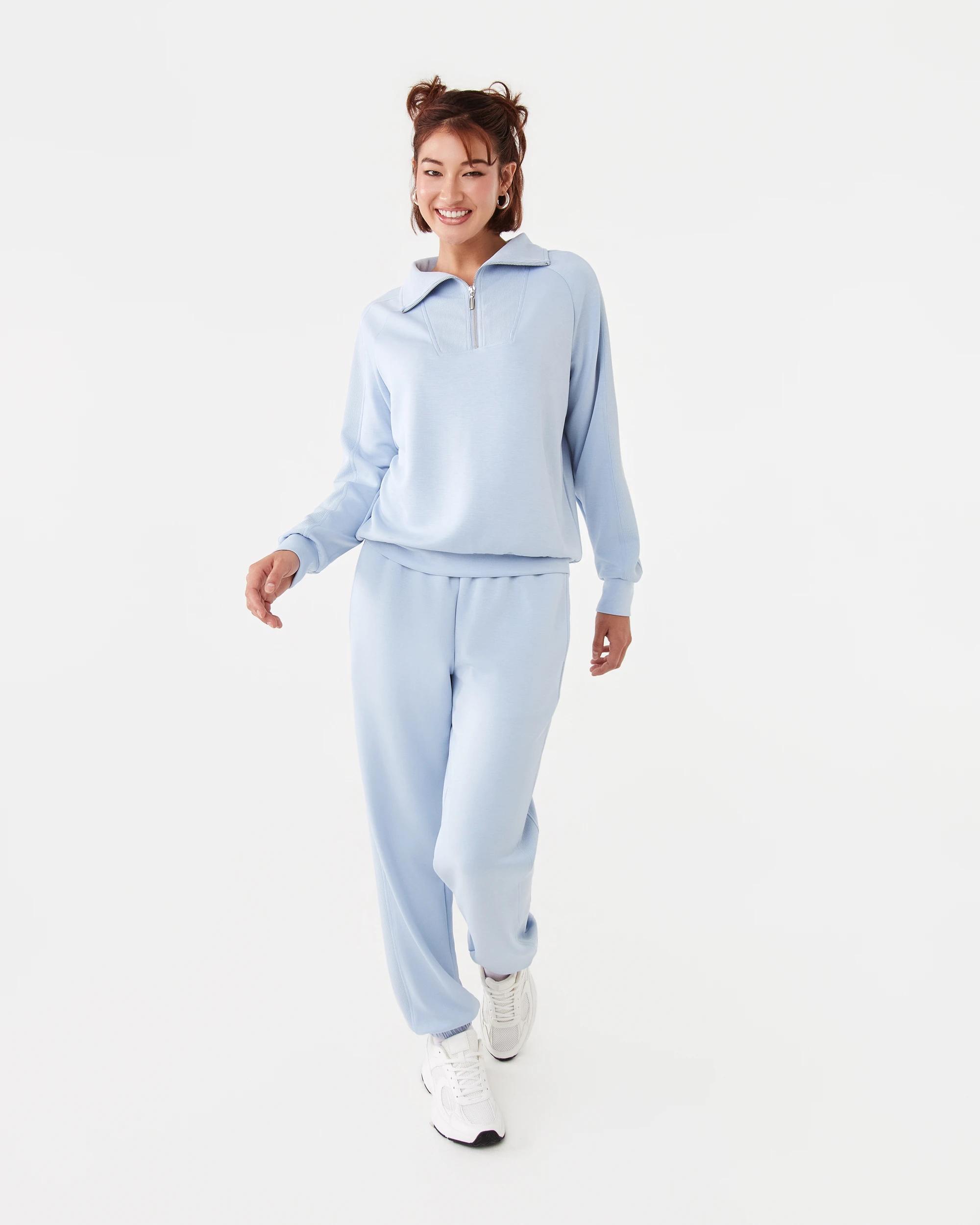 2 Active Womens Soft Modal Quarter Zip Jumper Seashell, 2 of 8