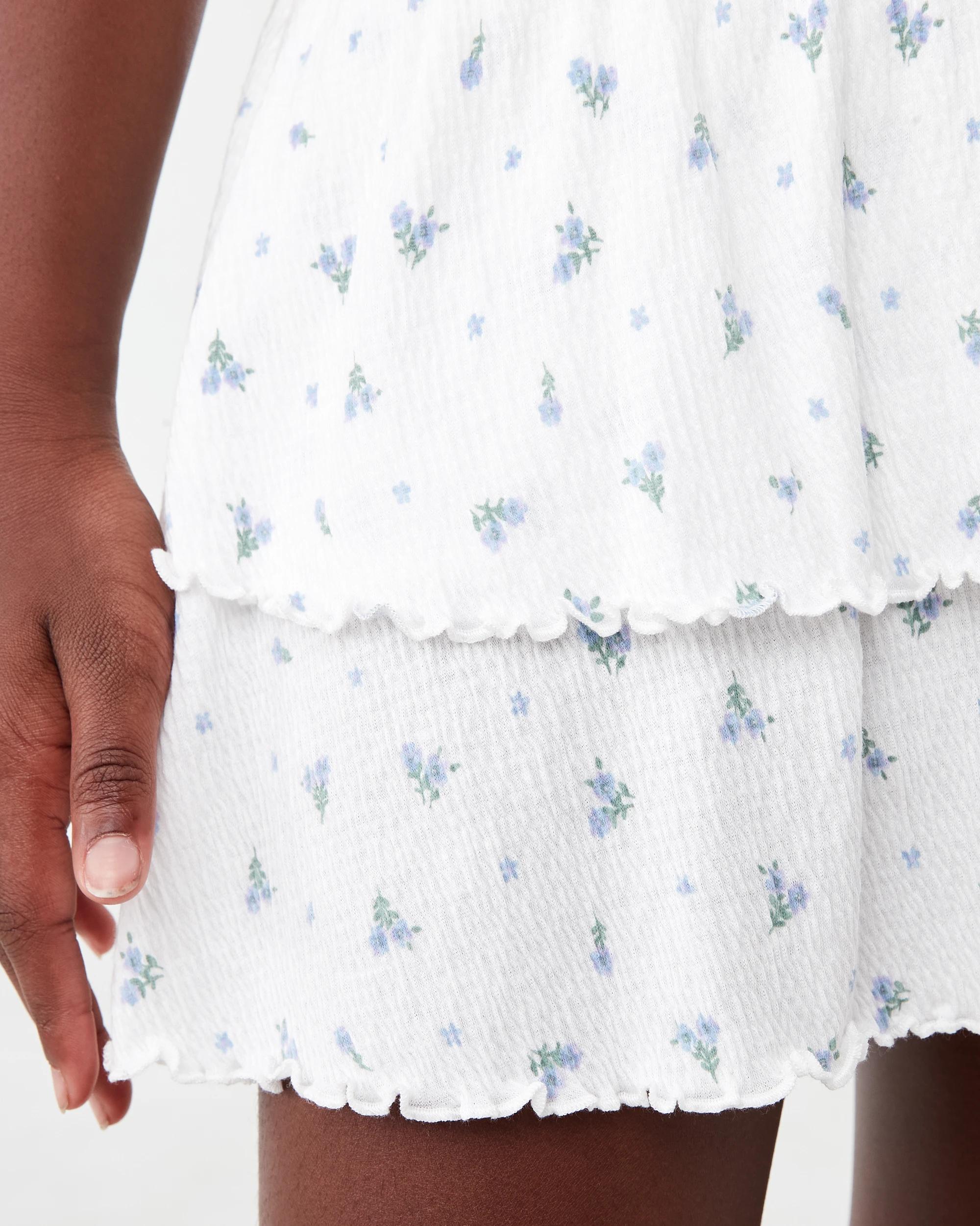 4 Crinkled Tiered Skort Wht Floral, 4 of 6