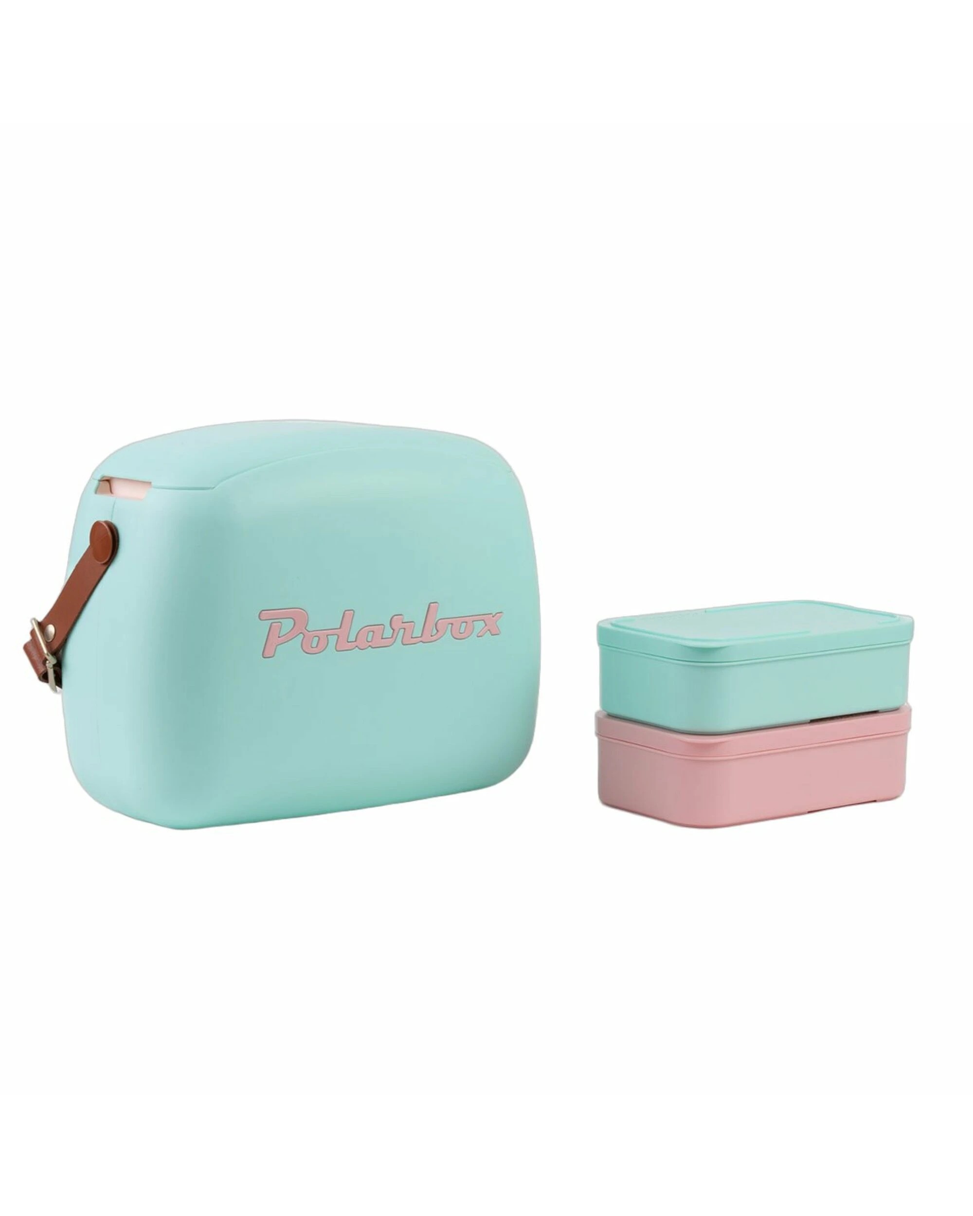 1 Polarbox Pop 6L Cooler Bag with 2 Lunch Box Containers Cyan/Pink, 1 of 3