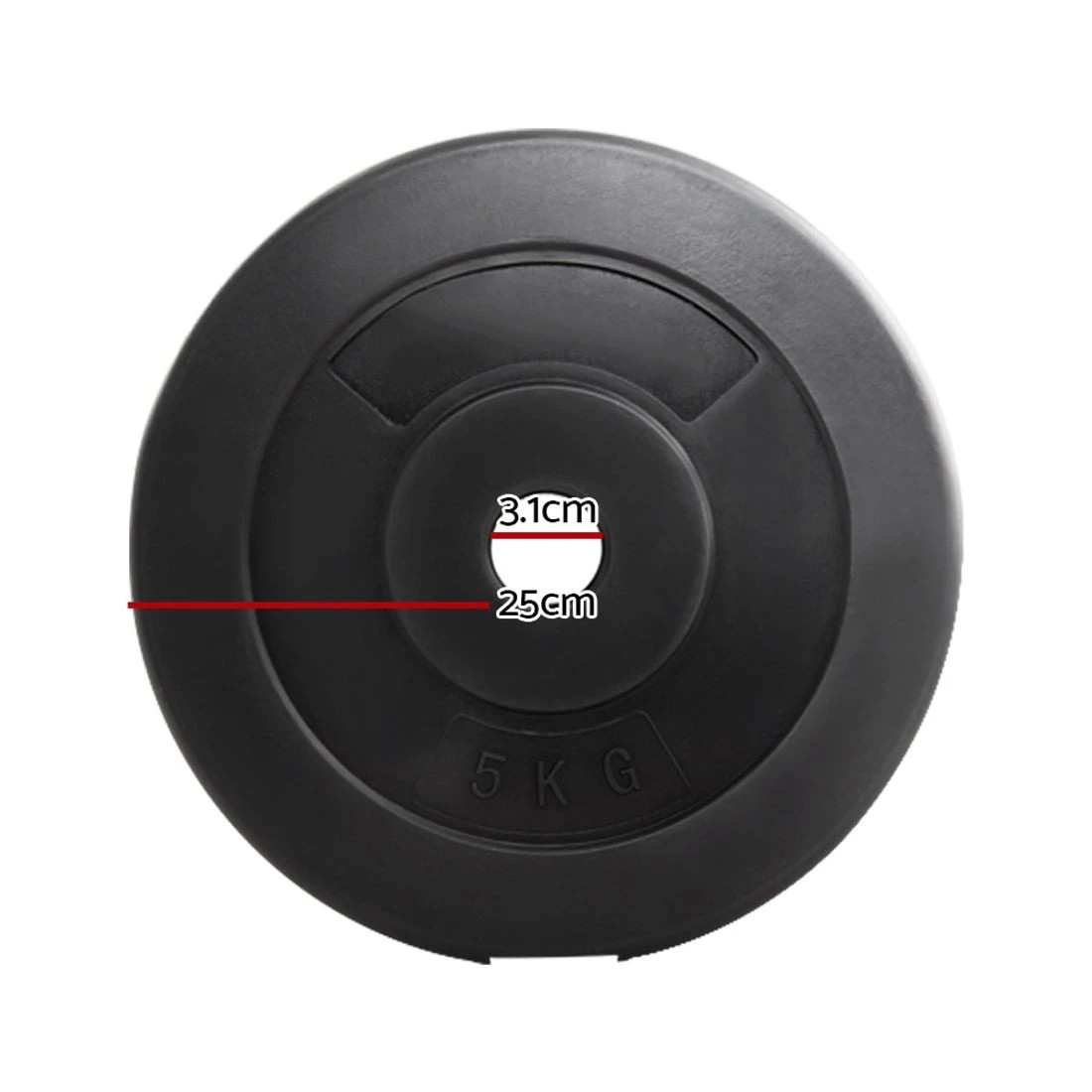 2 Everfit Weight Plates Standard 2X 5kg Barbell Plate Weight - Black, 2 of 6
