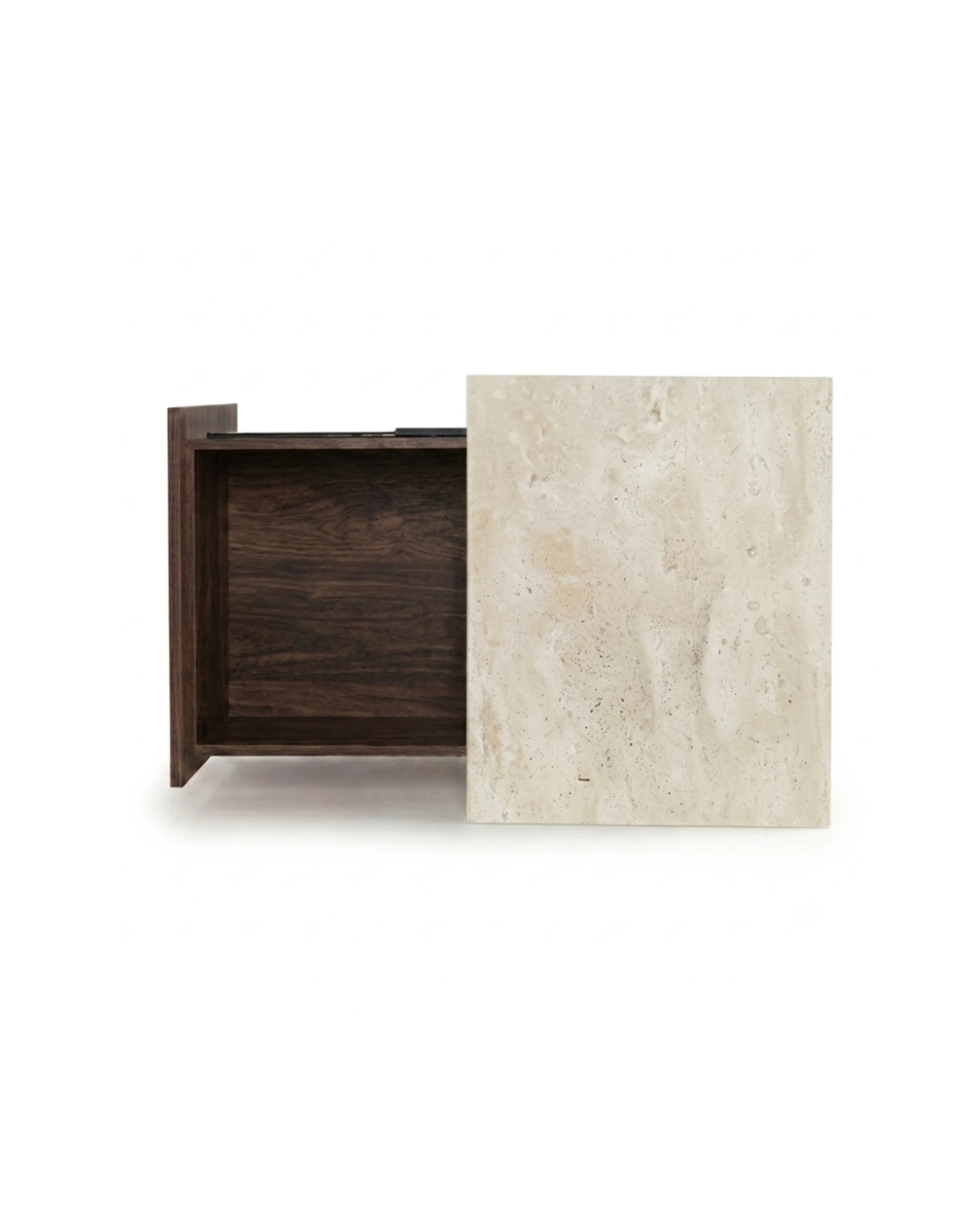 3 Codu Nova Bedside Table 60x50x50cm Walnut Travertine - Brown, 3 of 6