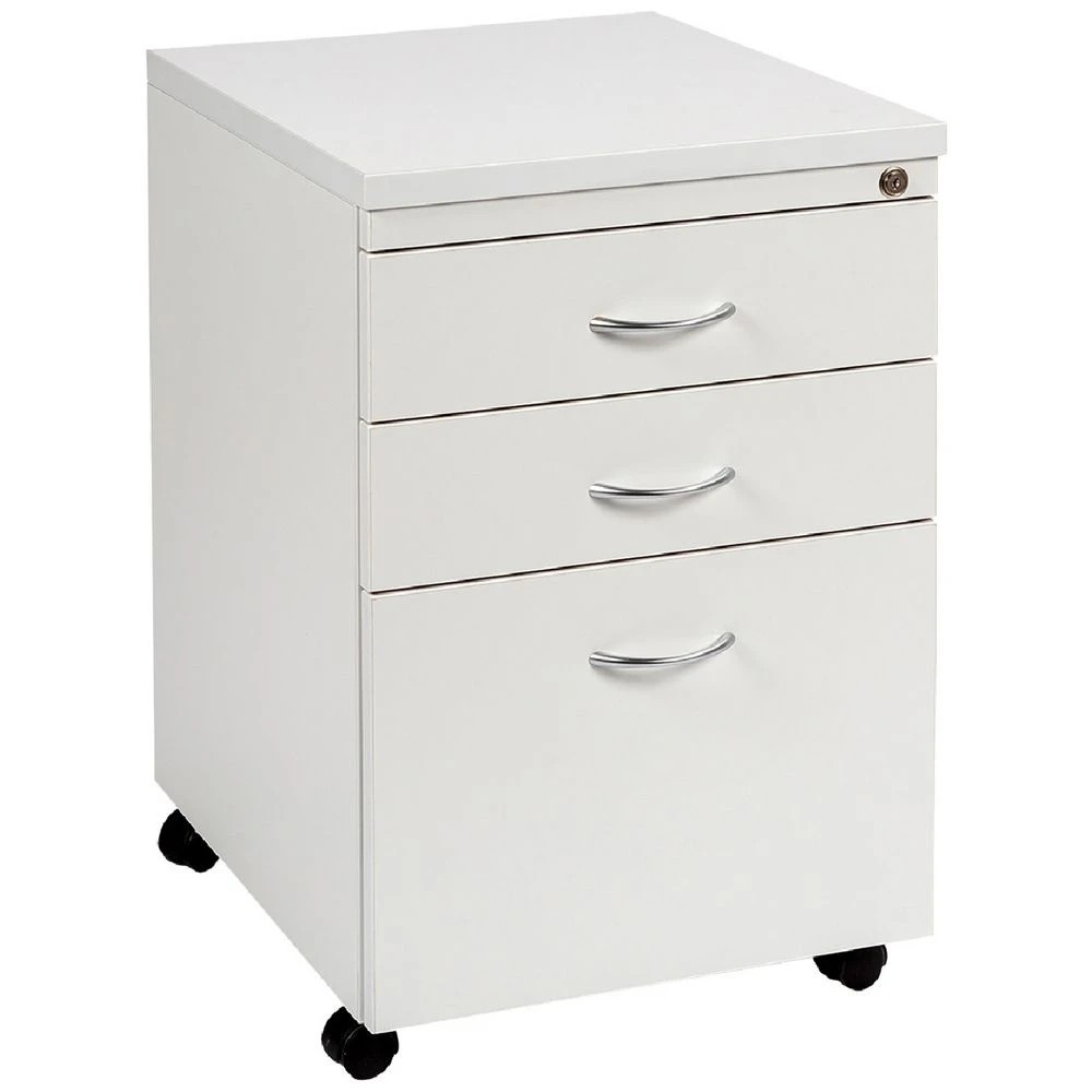 1 Velocity 3 Drawer Pedestal White Cabinets Pedestals, 1 of 5