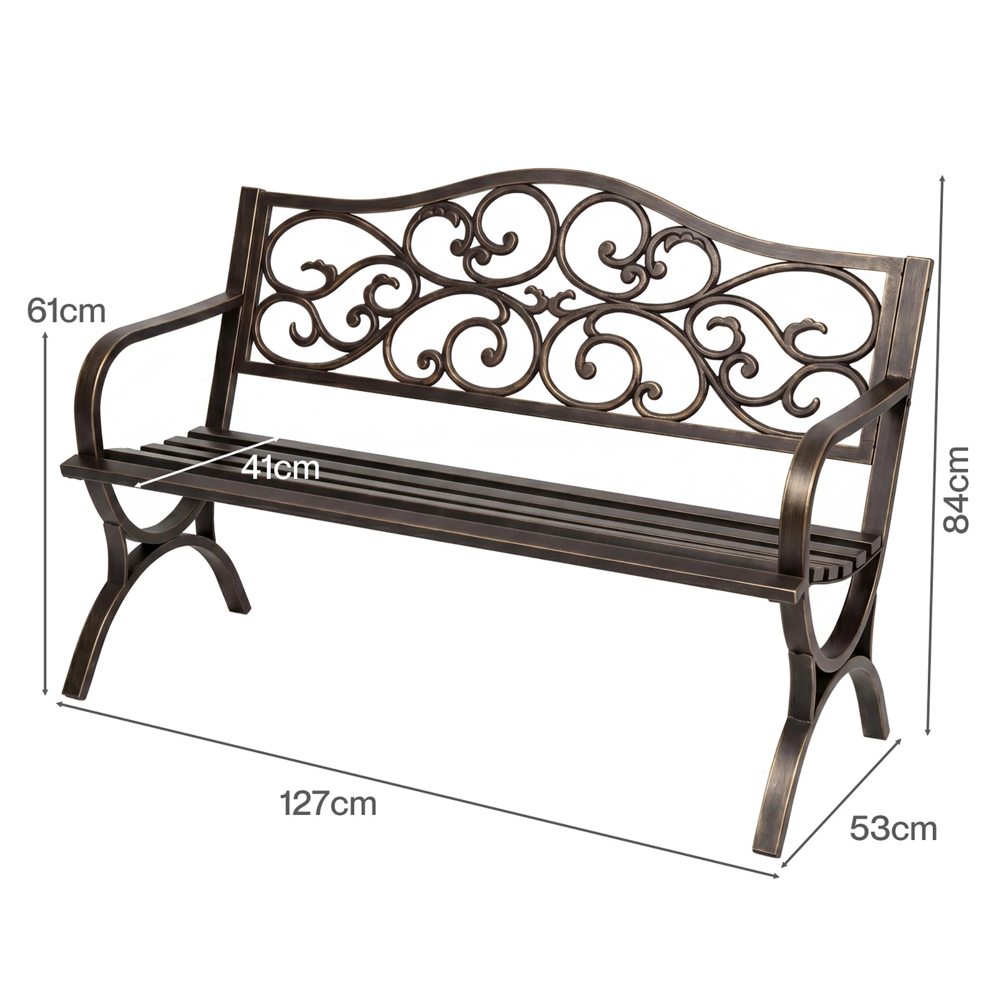 3 Levede Garden Bench Seat Outdoor Patio Park Lounge Backyard Chair Bronze 3 Seat, 3 of 8