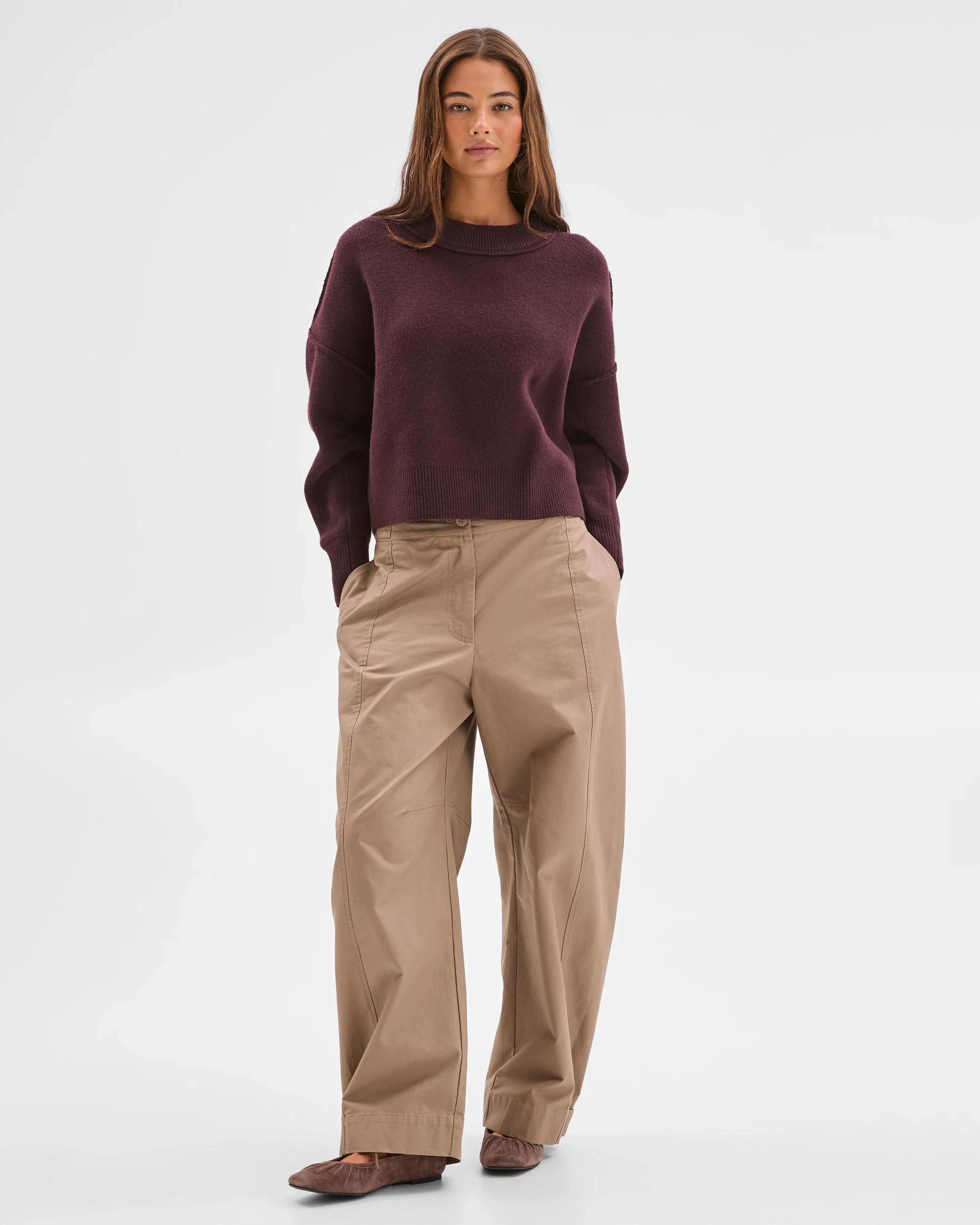 4 Lily Loves Sleeve Detail Knit Jumper FUDGE BURGUNDY, 4 of 6