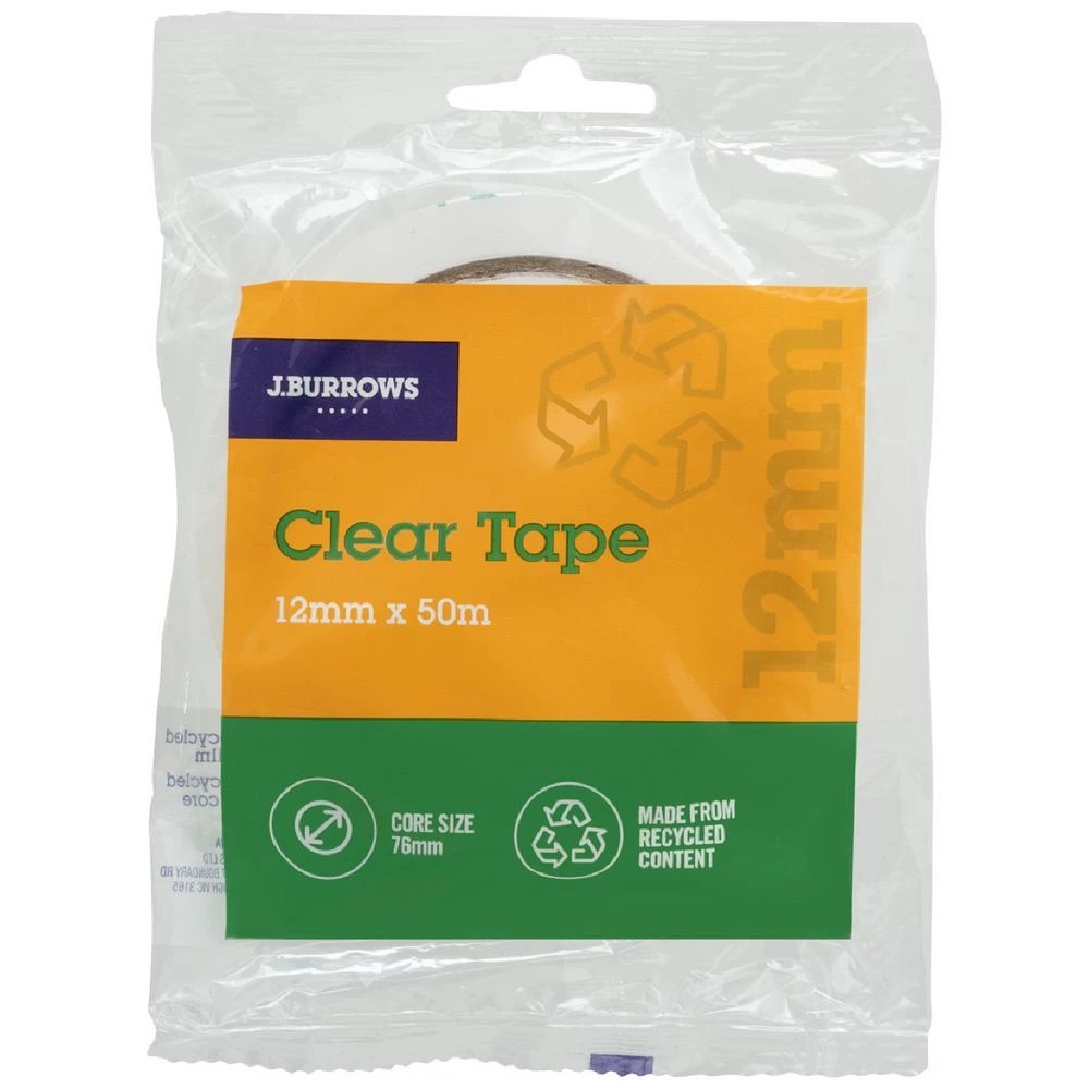 1 J.Burrows Clear Tape Roll 12mmX50m, 1 of 2