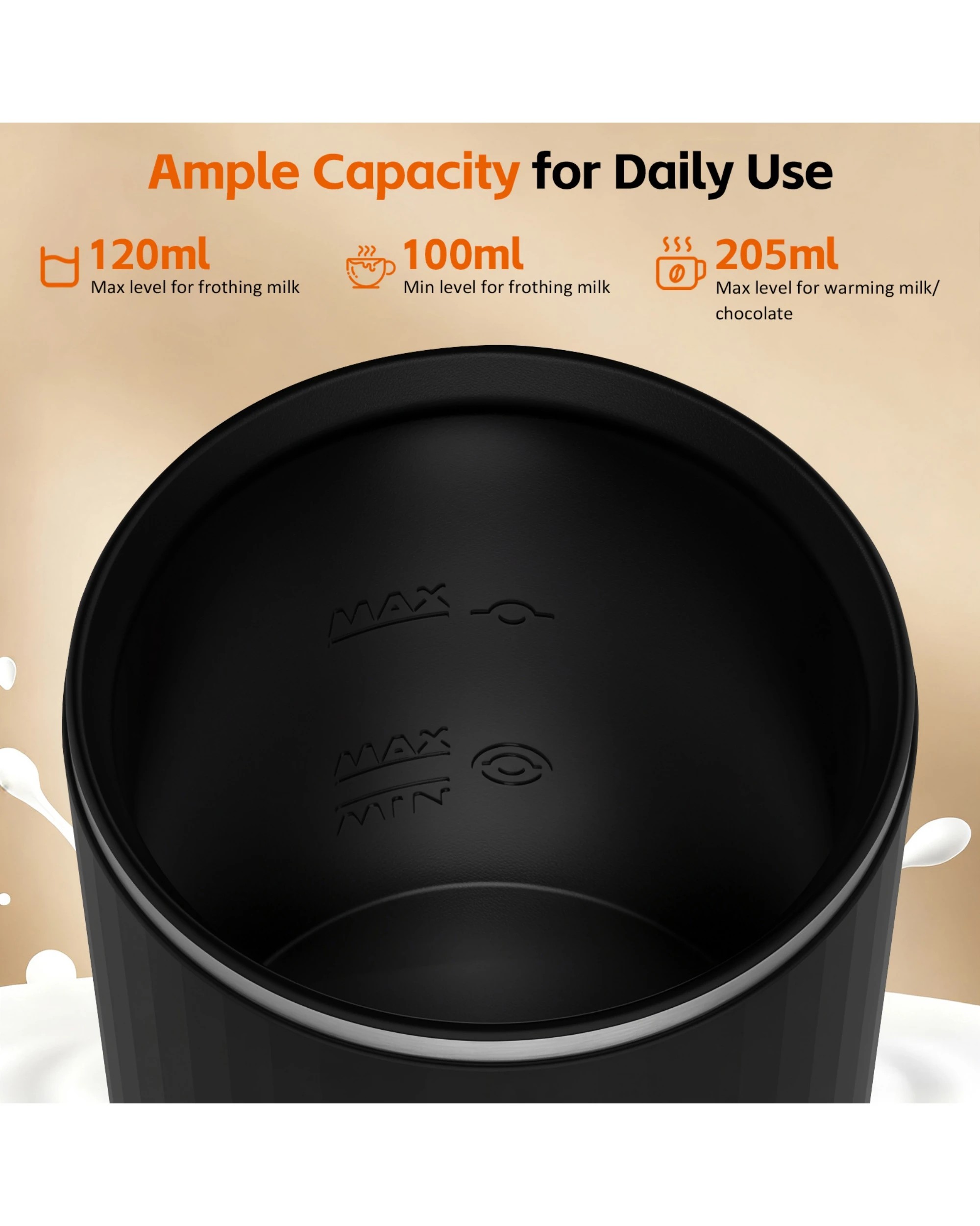 4 Advwin Electric Milk Frother, 6-IN-1 Milk Frother & Warmer, Compact Hot & Cold Foam Maker, 4 of 8