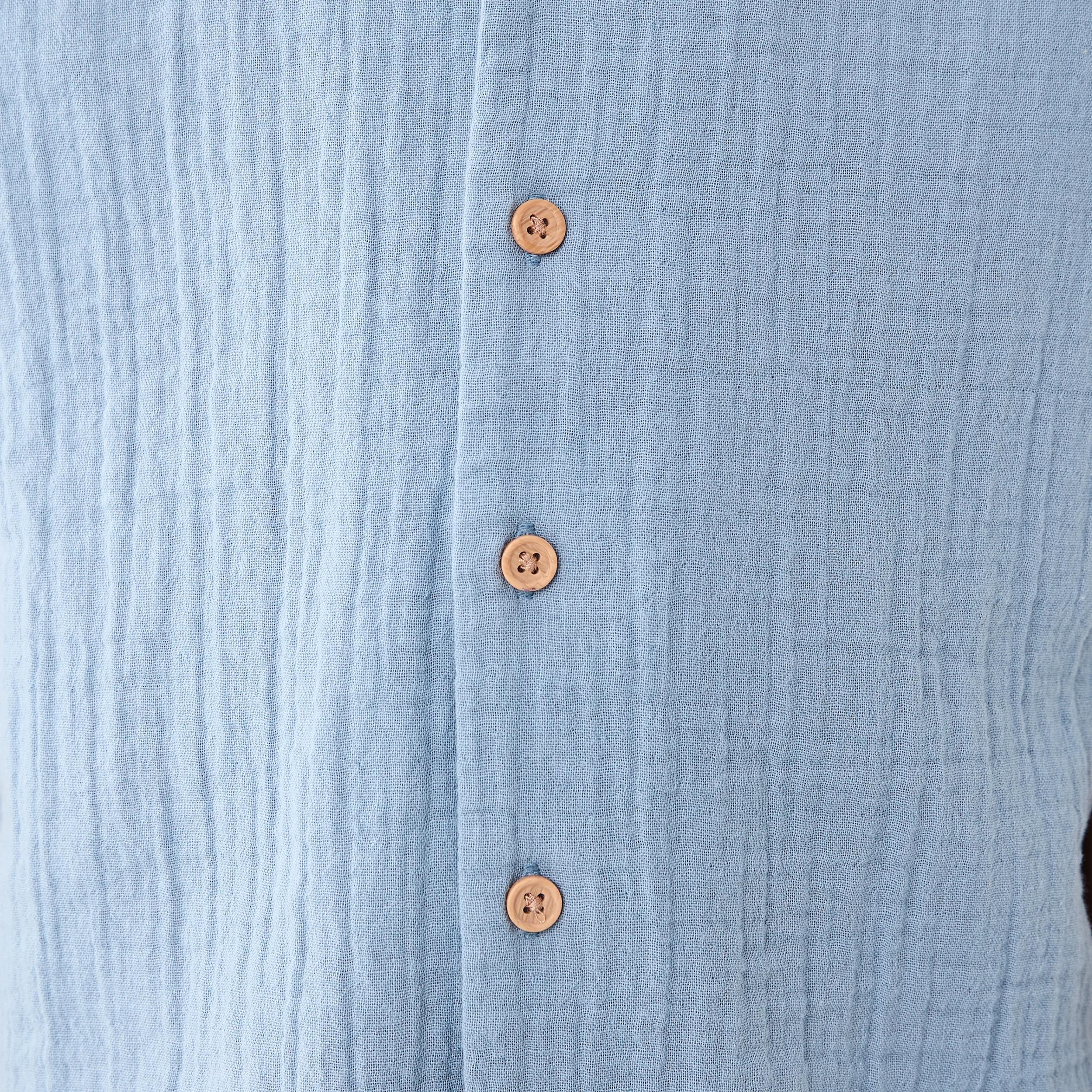 5 Short Sleeve Double Cloth Shirt FADED DENIM, 5 of 7