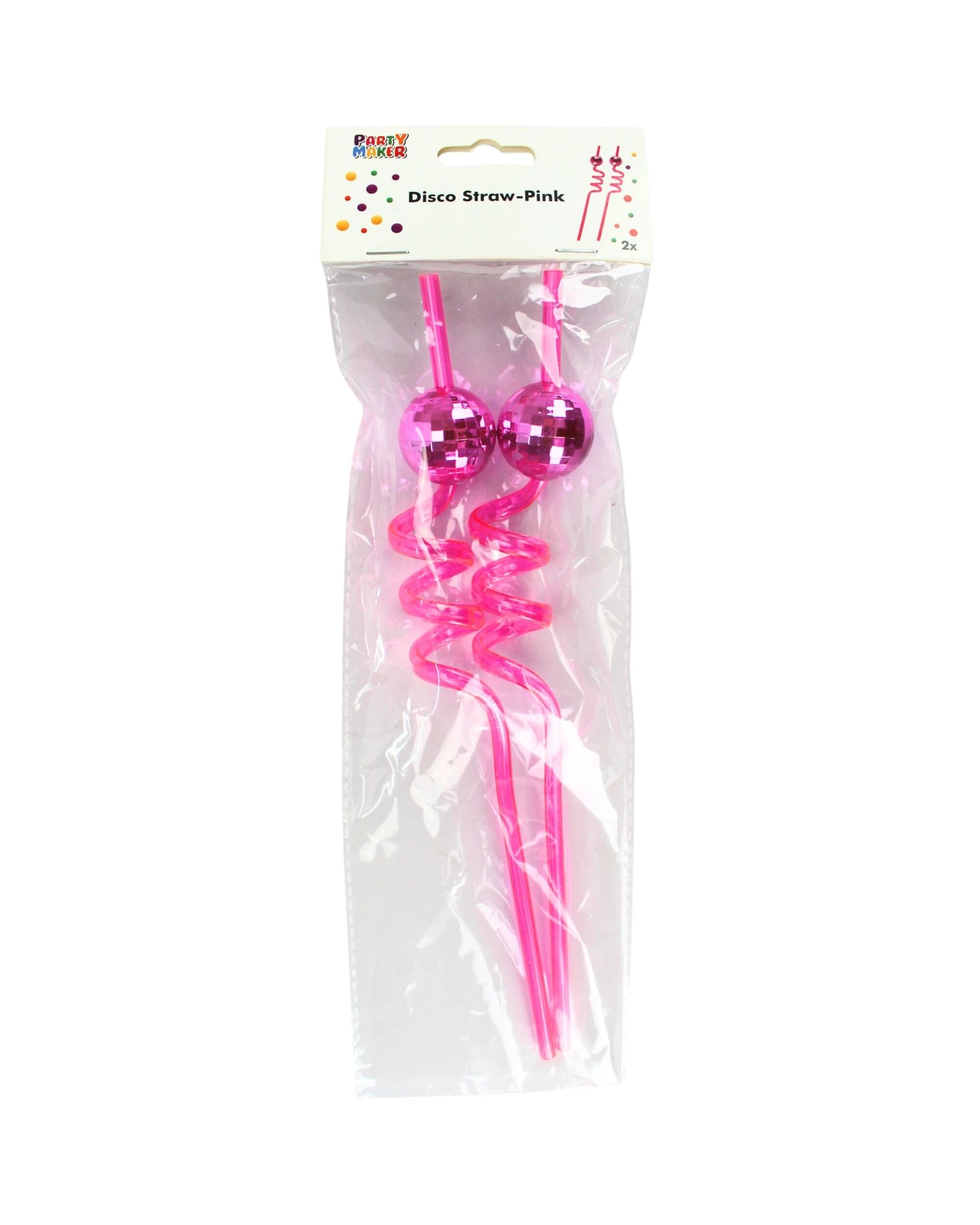 3 Party Maker Disco Ball Curly Straws Pack of 2 - Pink, 3 of 3