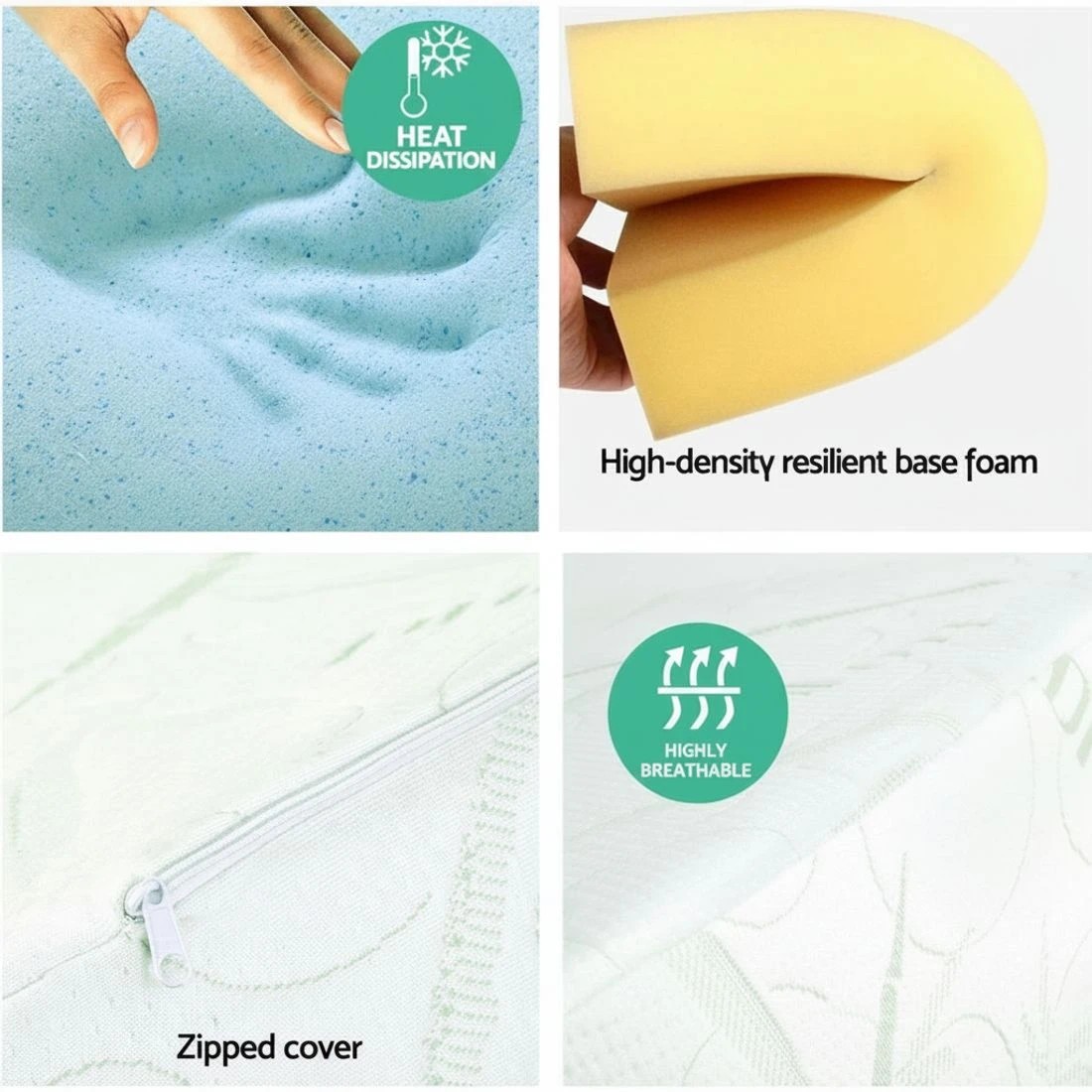 6 Giselle Bedding Wedge Pillow Bamboo Cover Durable Space Saving Modern Decor Easy Assembly Sturdy Versatile - White, 6 of 8