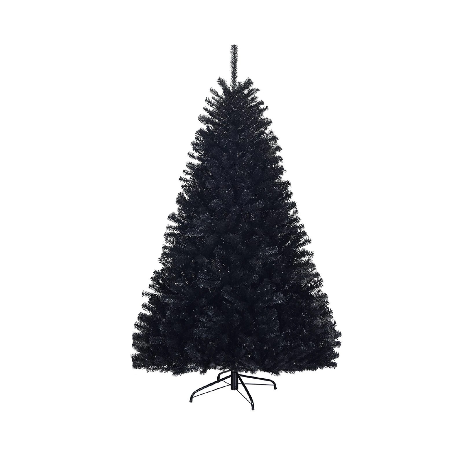 1 Costway 1.8M (6ft) Black PVC Christmas Tree Hinged Xmas Artificial Tree, 1 of 2