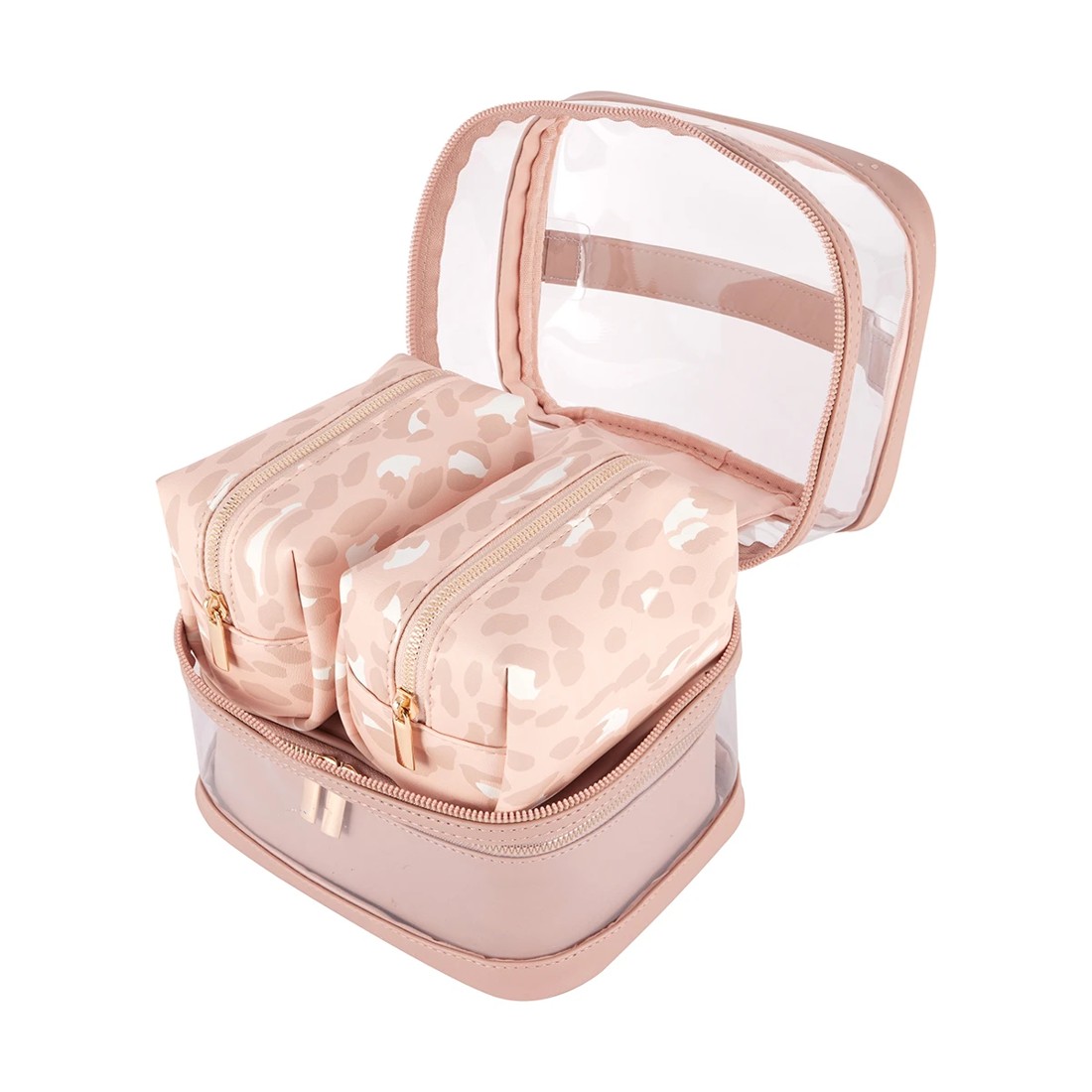 5 OXX Cosmetics 4 Piece Makeup Bag - Beige, Pink and Clear, 5 of 9