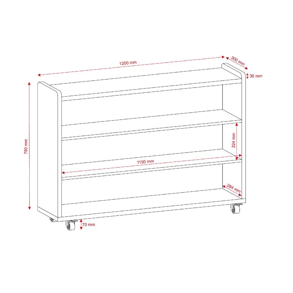 3 Young Kids Educational 3 Shelf Mobile Storage Unit White Kids Storage & Furniture, 3 of 3