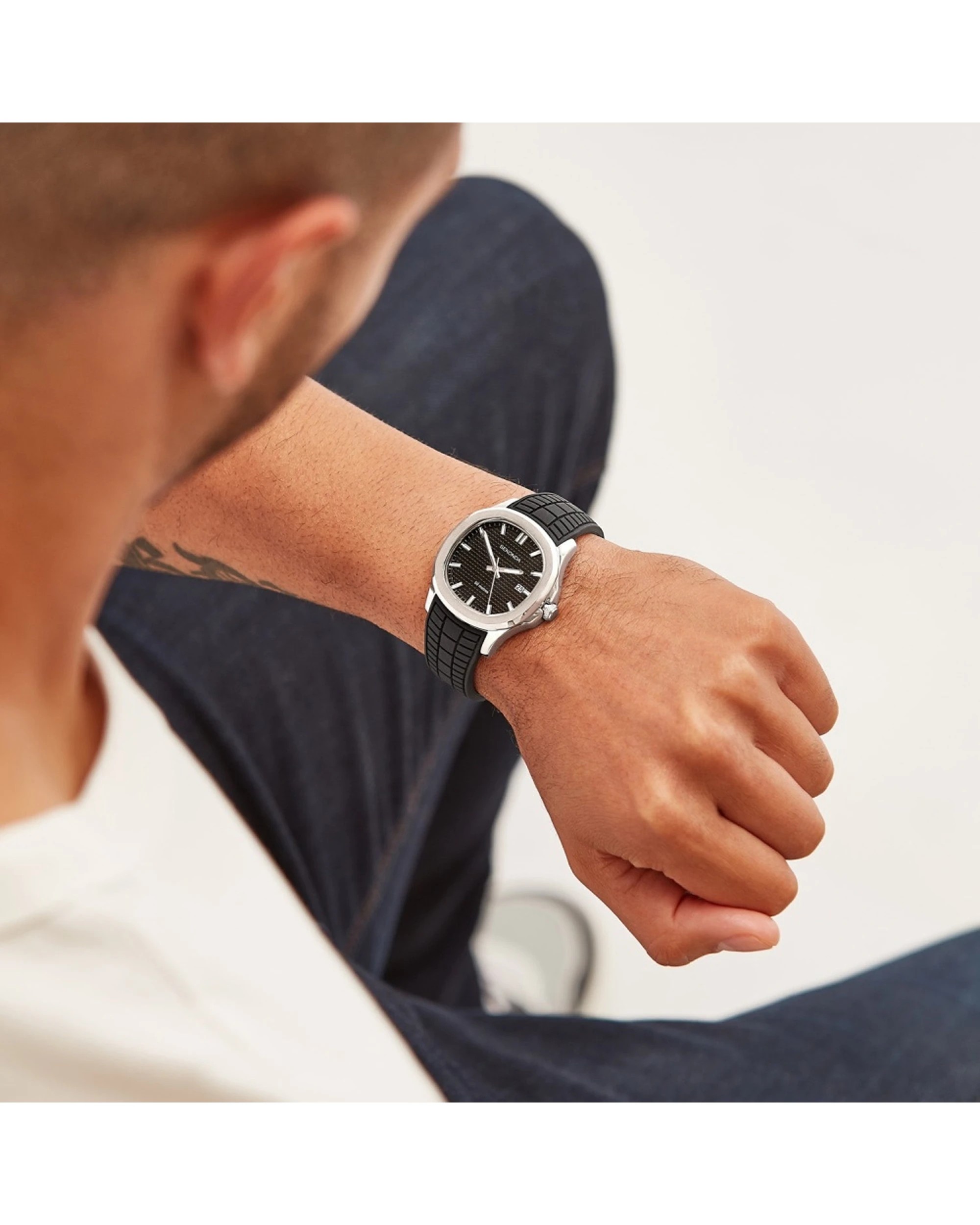 6 Sekonda Men's Octaire Watch 40mm Black Dial Silicone Strap 50m Water Resistant, 6 of 7