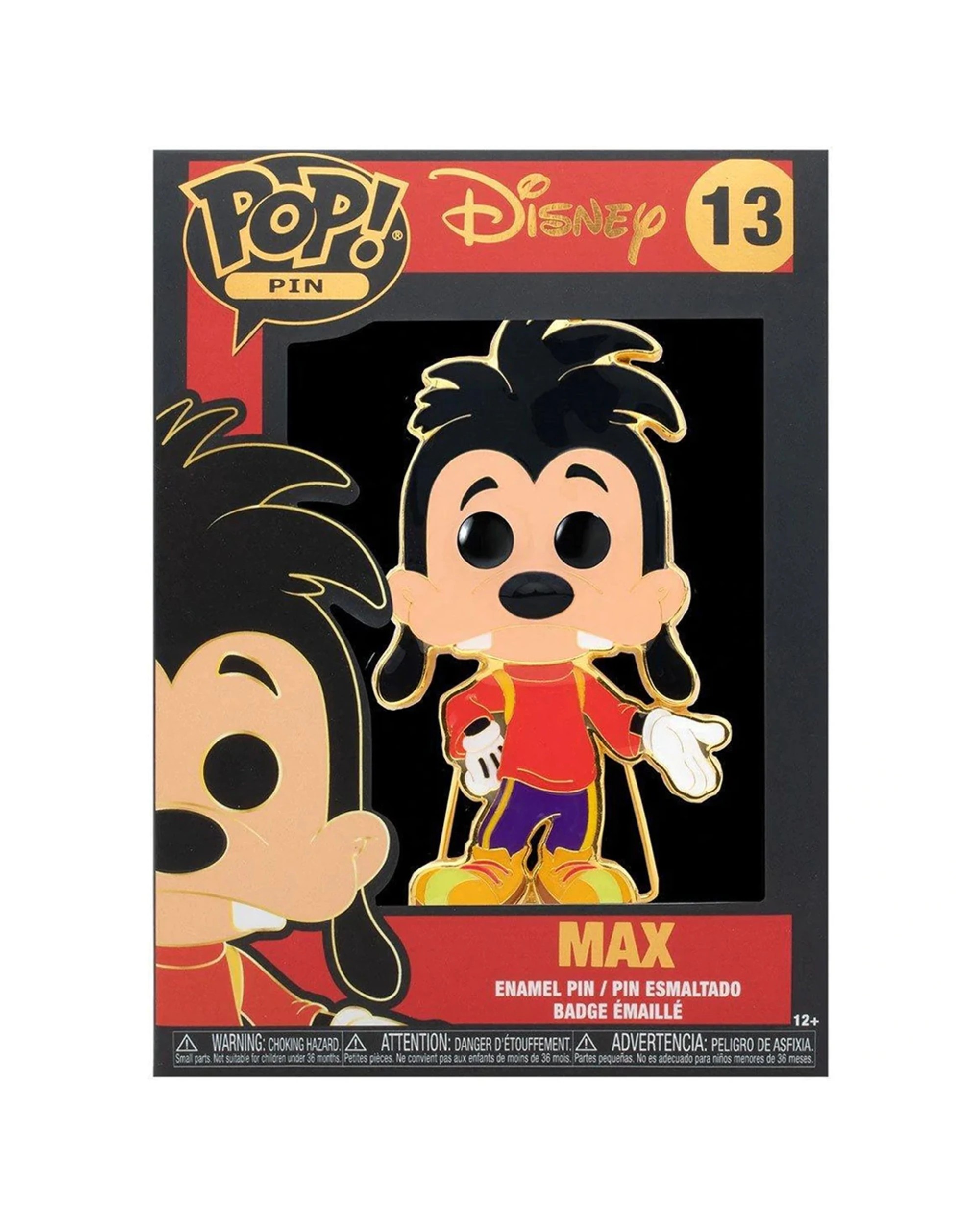2 Pop Enamel Pin Disney Goofy Movie Max 10Cm Display Box 12Y For Collectors - Multi, 2 of 3