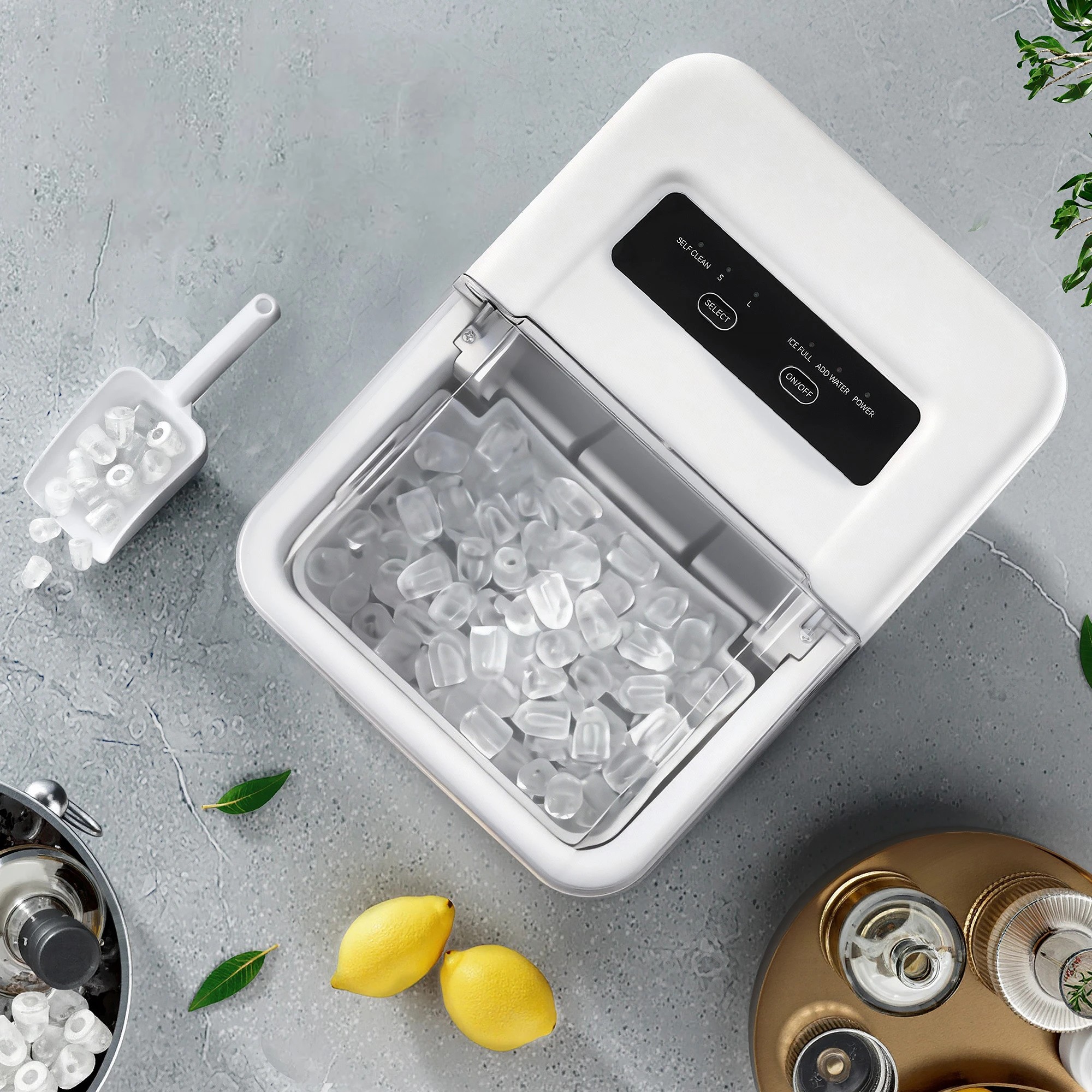 10 Devanti  Ice Maker Machine Portable Countertop w/Self Cleaning - White, 10 of 10