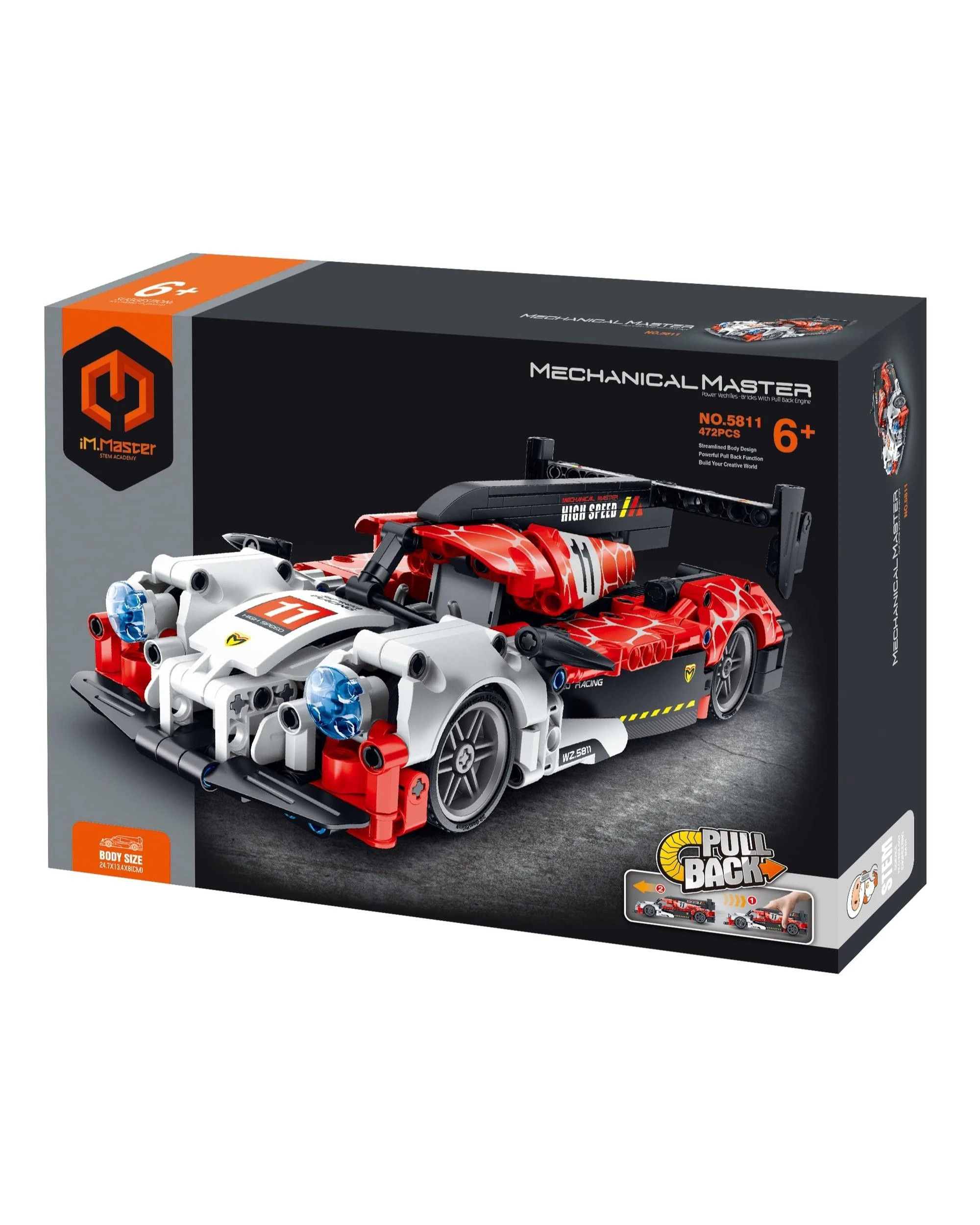 1 iM.Master Mechanical Master Pull Back Sports Car 472 Piece Model Kit - 5811 - Multi, 1 of 5