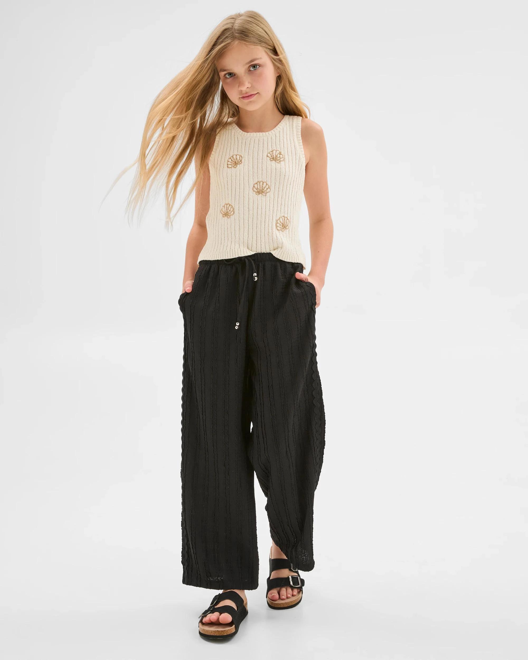 2 Target Older Girls Textured Wide Leg Pants BLACK BEAUTY, 2 of 6