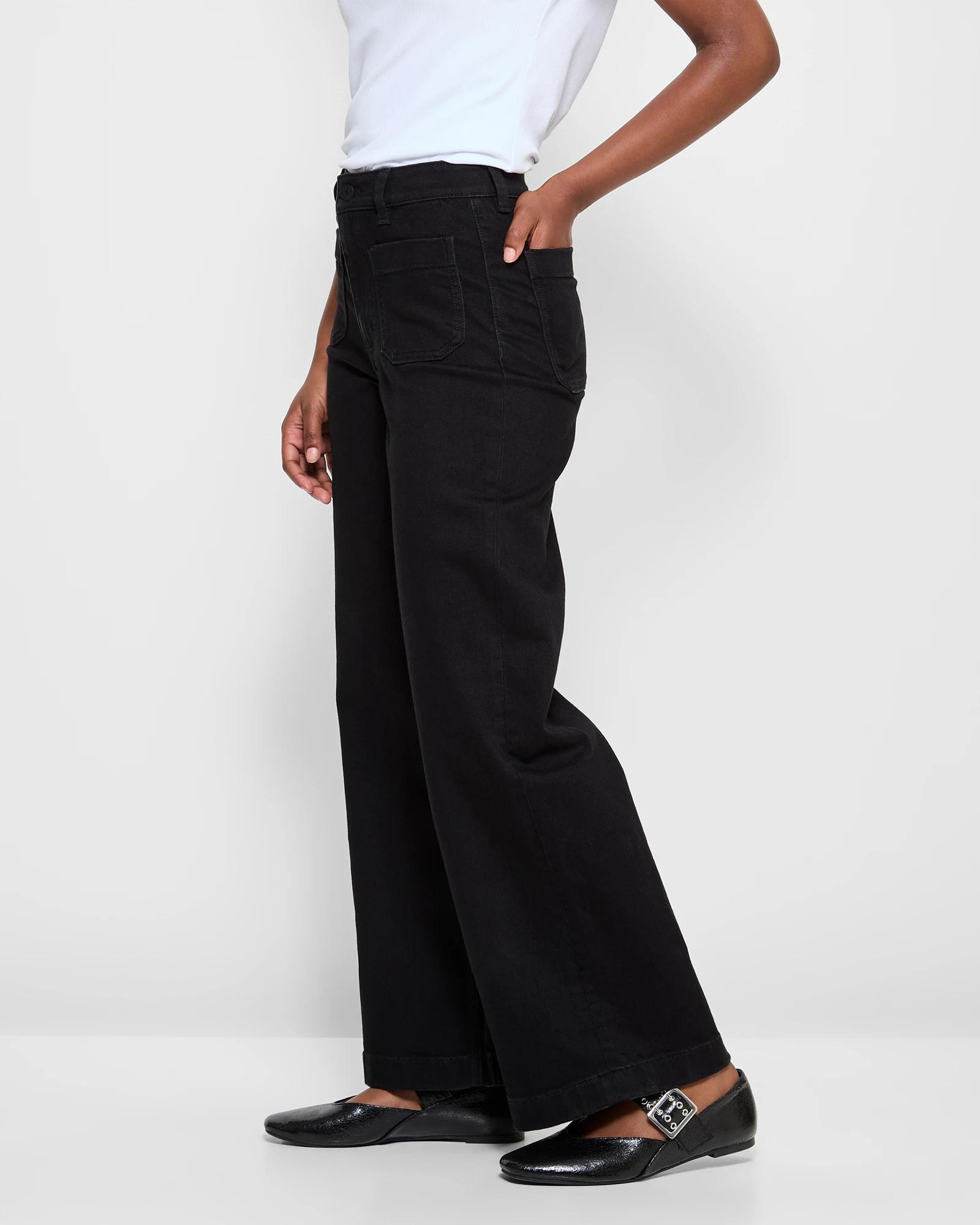 5 Target Petites Full Length Wide Leg Denim Jeans - Mila BLACK, 5 of 6