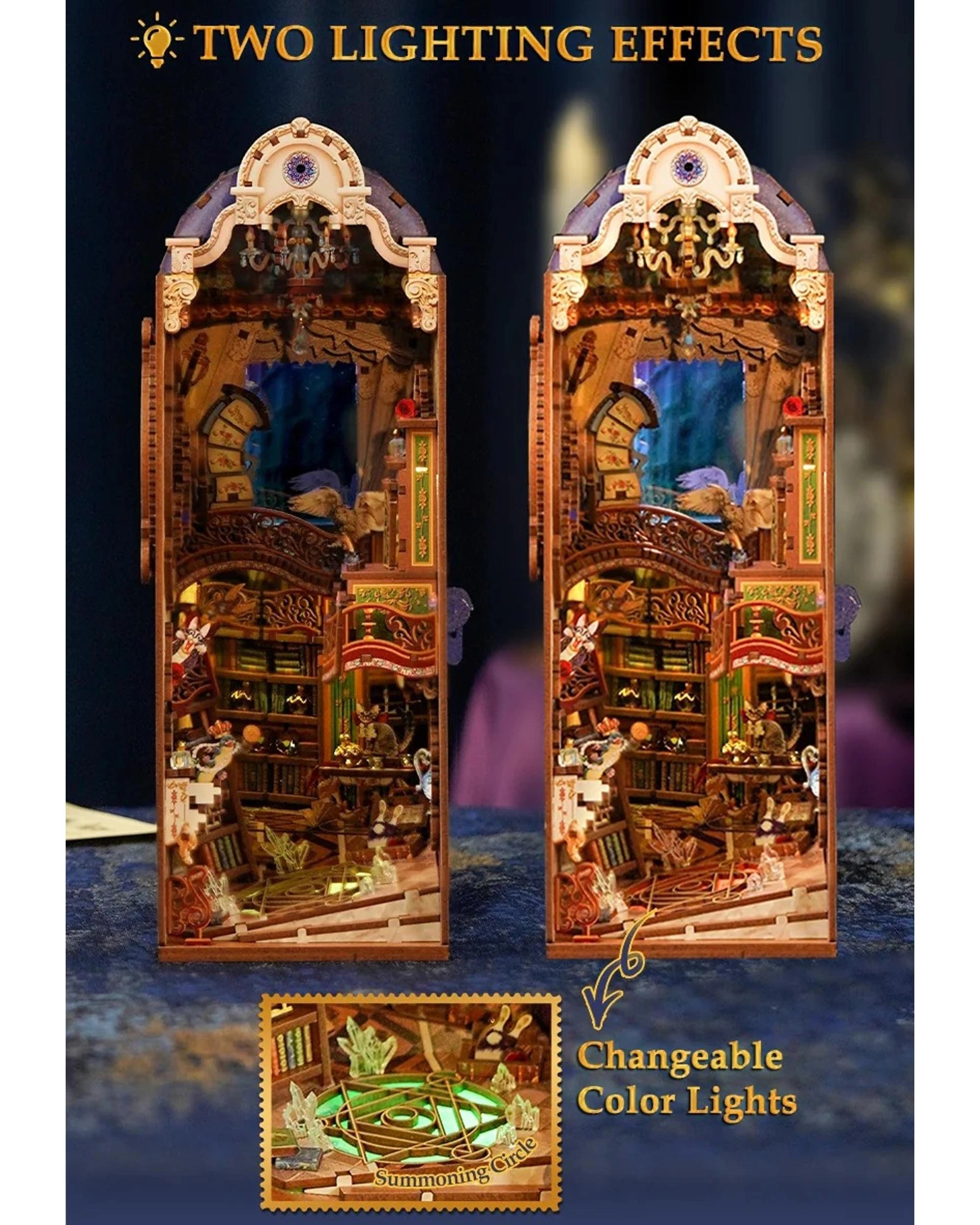 9 Tonecheer 3D Wooden Puzzle DIY Book Nook Kit - Magical Library, 9 of 10