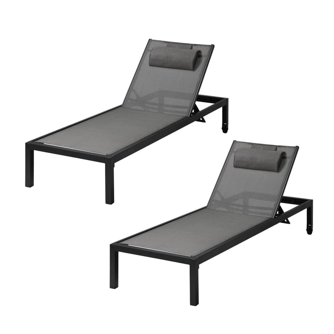 1 Livsip 2x Outdoor Sun Lounger Aluminium Day Bed
 - Black, 1 of 8