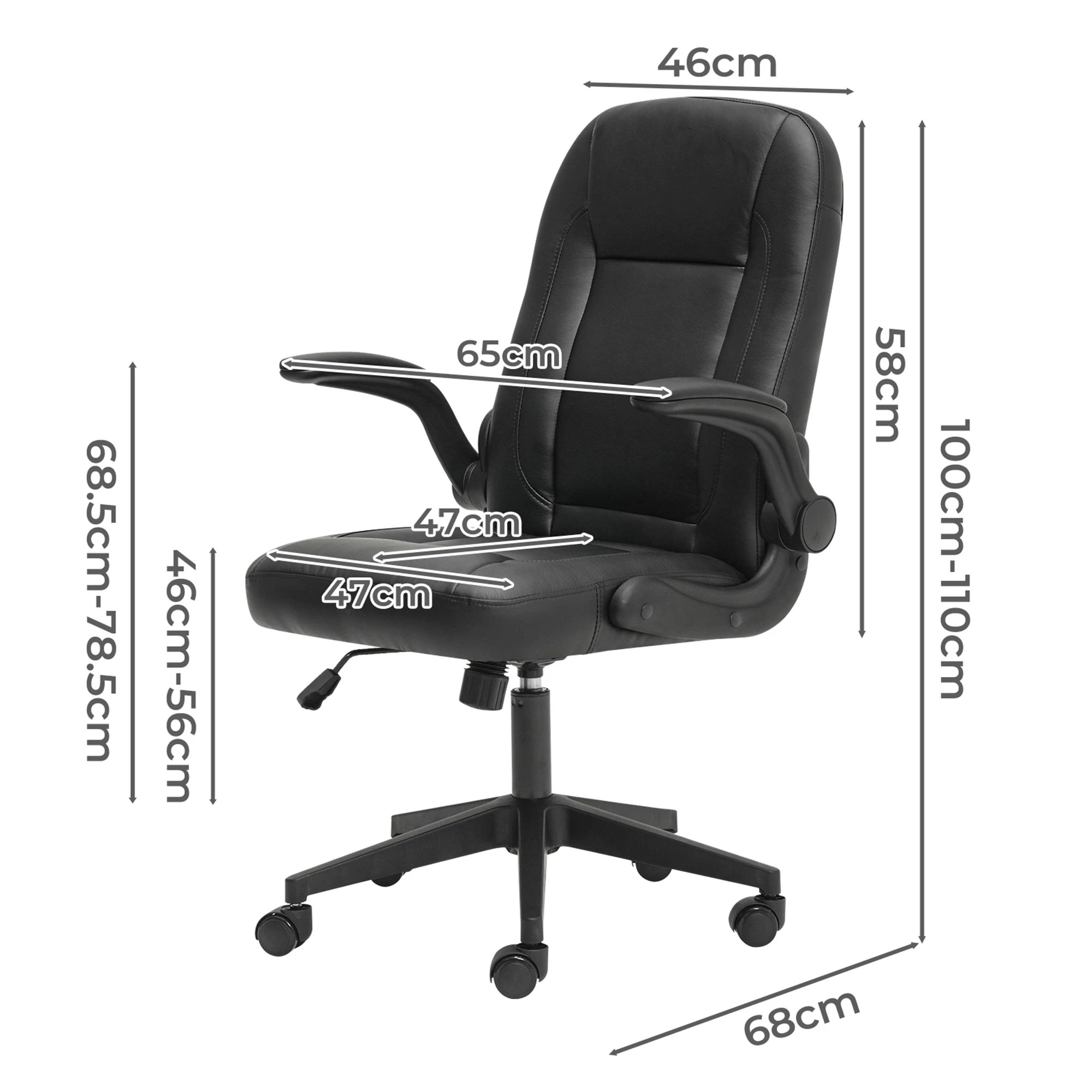 3 Levede  Adjustable Office Chair - Black, 3 of 9