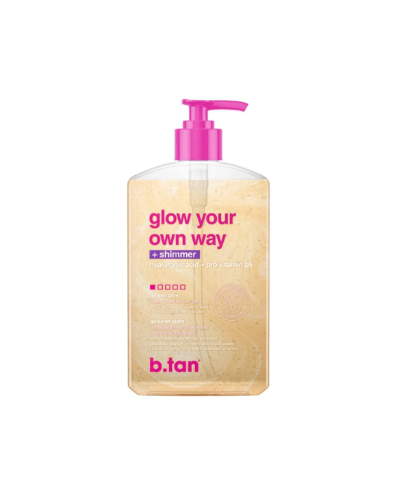 b.tan Glow Your Own Way Shimmer Tan Gel - Hyaluronic Acid and Pro-Vitamin B5