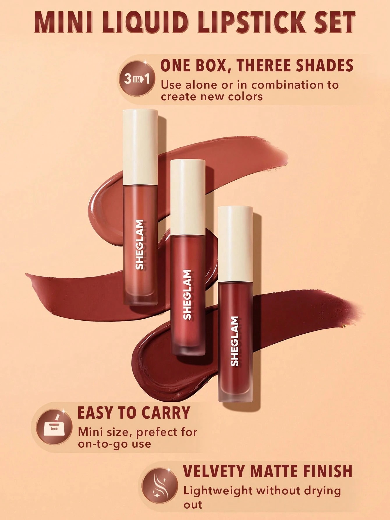 2 SHEGLAM 3 Piece Matte Allure Mini Liquid Lipstick Set - Private Tour, 2 of 5