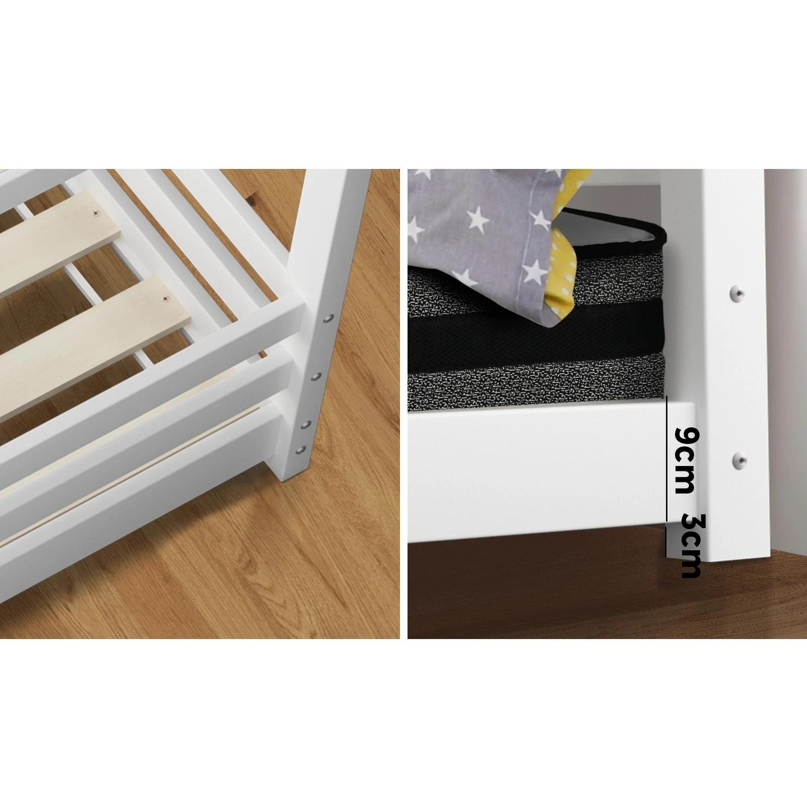 6 Oikiture Kids Bed Frame With Single Mattress Set
 - White, 6 of 10