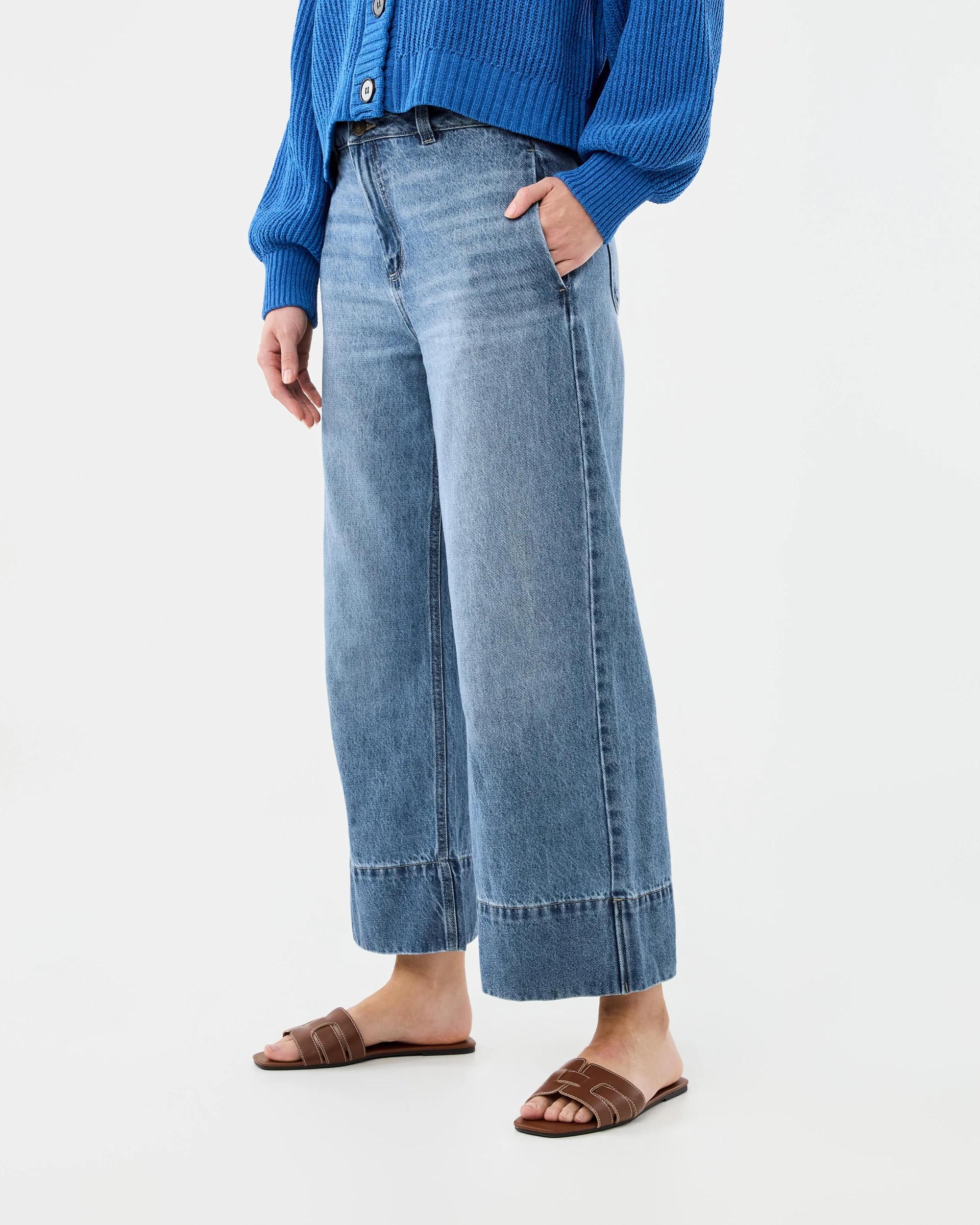 2 Wide Leg Cropped Jeans Mid Denim, 2 of 8