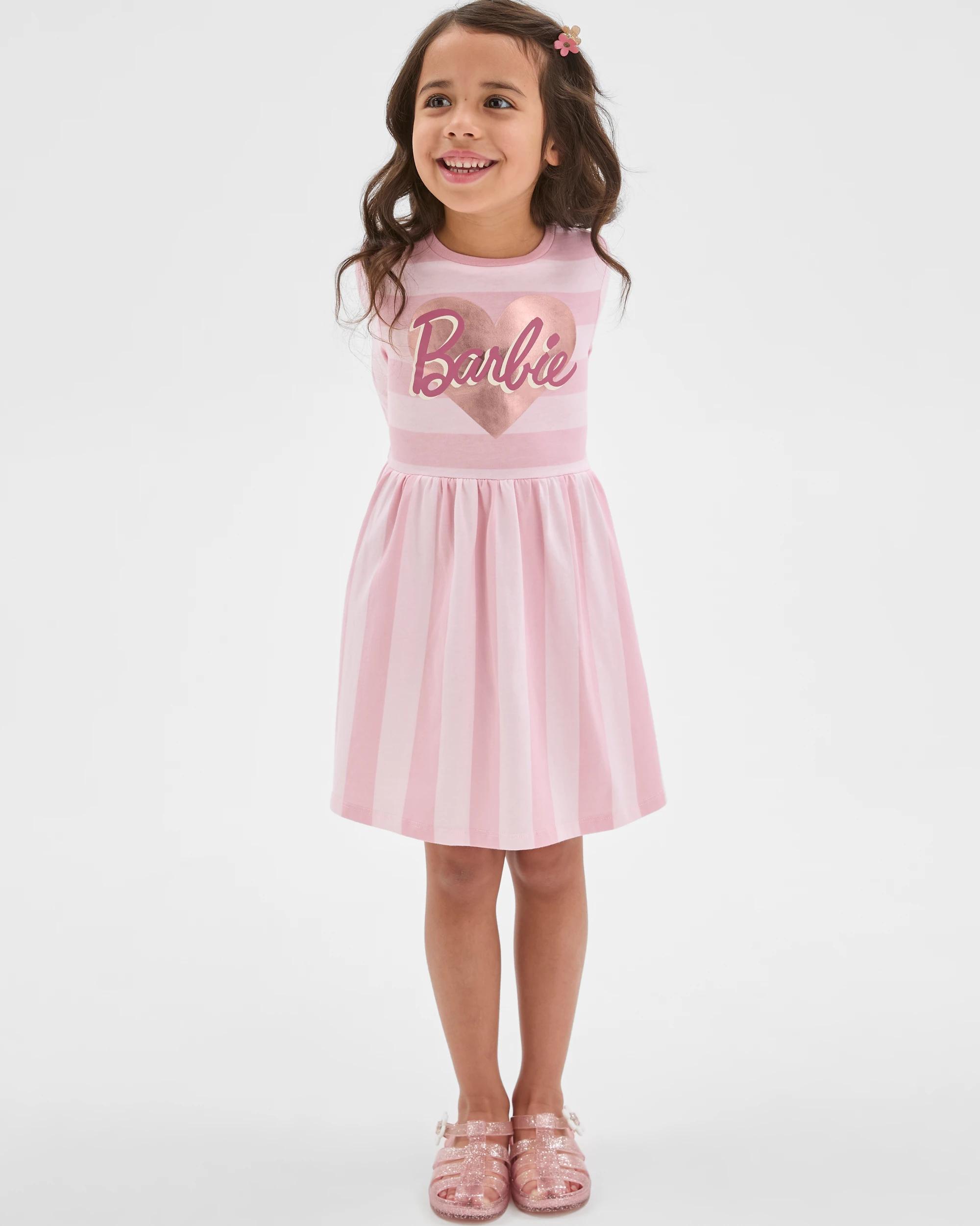 4 Barbie Australian Cotton Jersey Dress PINK STRIPE, 4 of 6