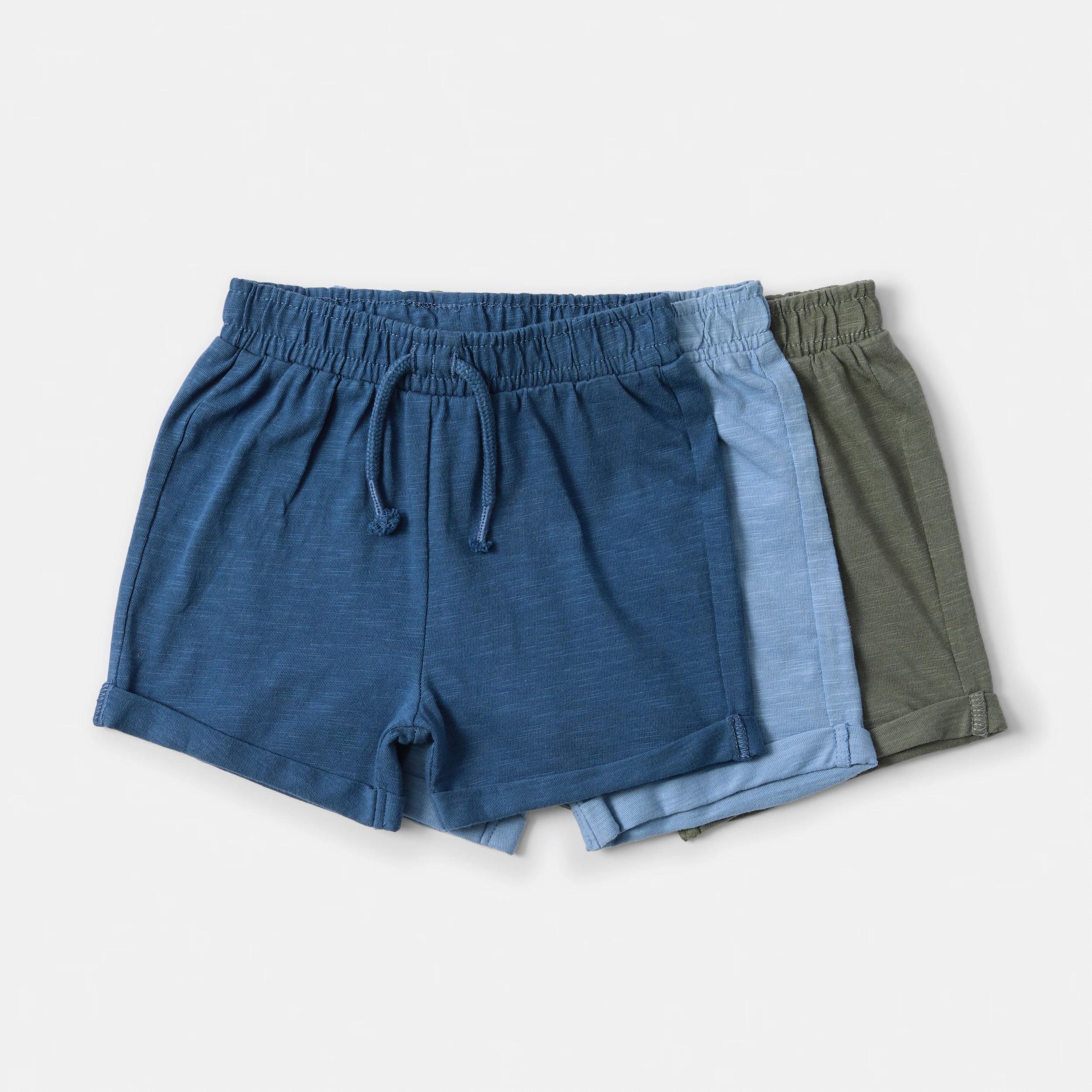 1 3 Pack Solid Shorts BLUE, GREEN, 1 of 8
