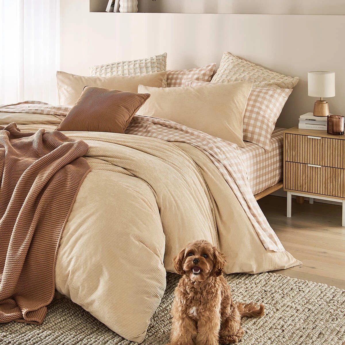 6 60cm Tufted Check Cushion - Beige, 6 of 6