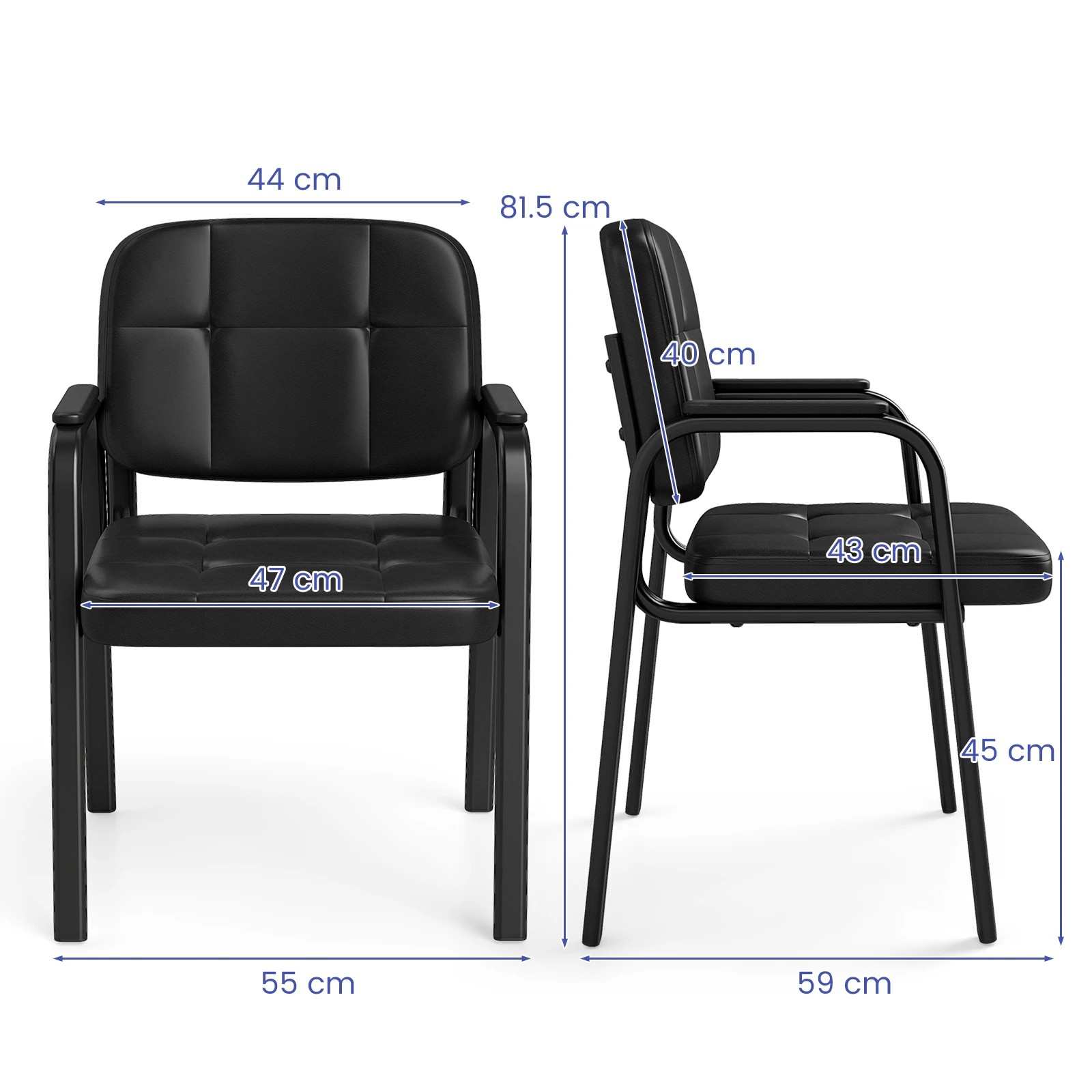 1 Costway 2x Office Chair Conference Room Guest Chairs Dining Chairs Reception Chairs, 1 of 1