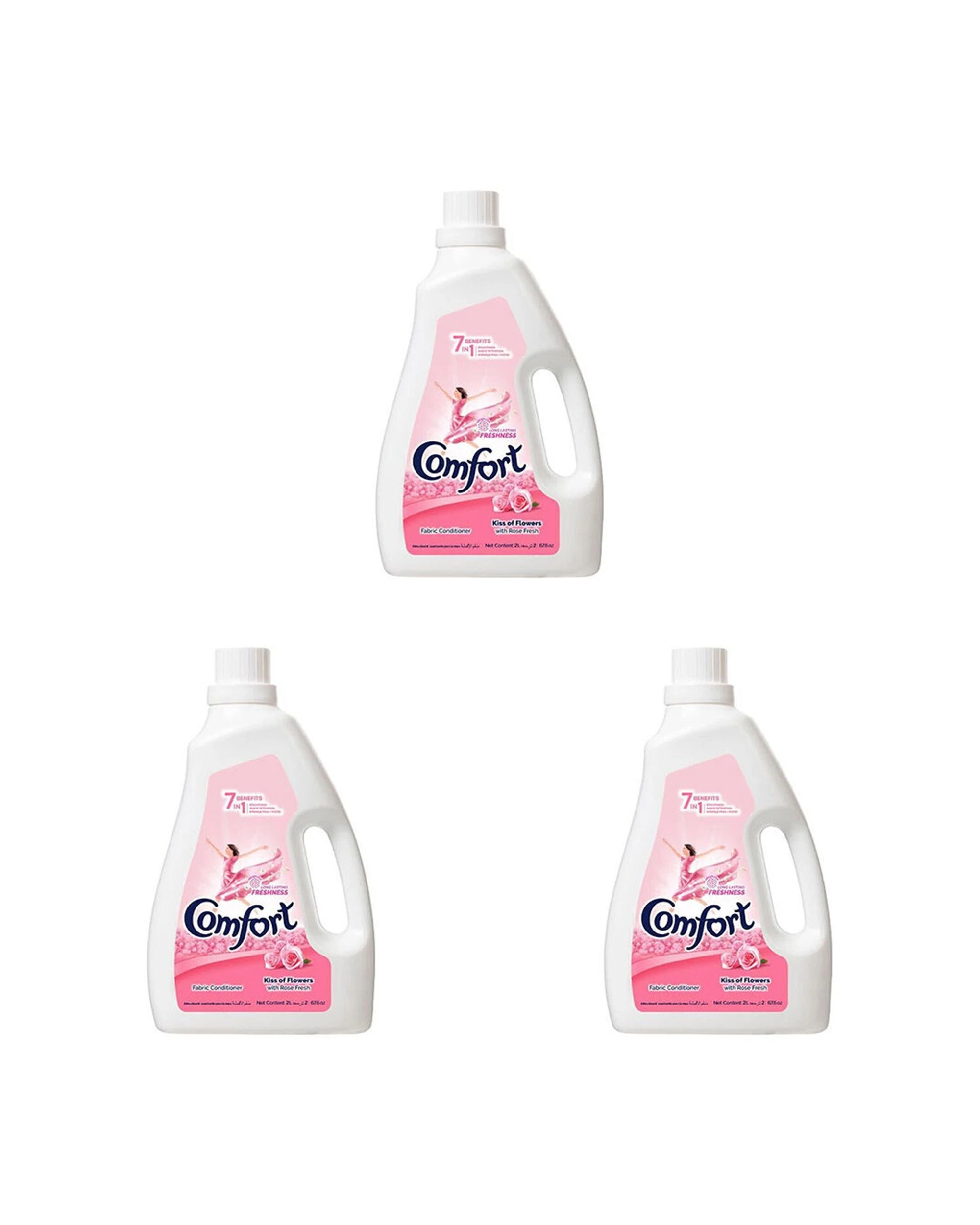 1 Comfort 3PK Comfort Dilute 7in1 Fabric Conditioner Rose Fresh Pack 2L - White, 1 of 2