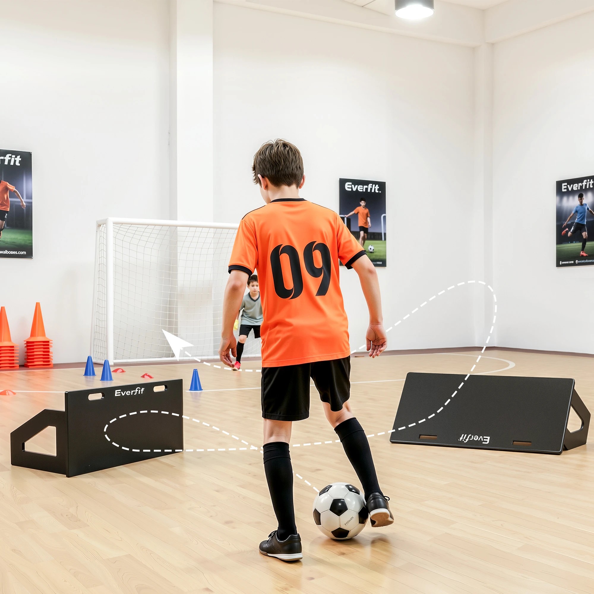 7 Everfit Soccer Rebounder Board 100x40cm Football Rebound Wall with 2 Angles - Black, 7 of 8