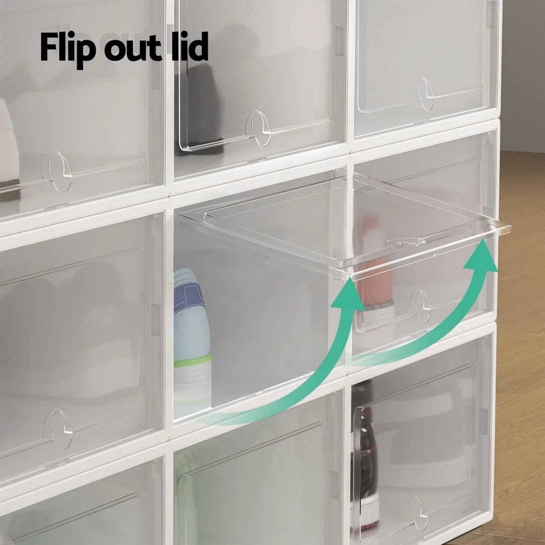 8 Artiss Shoe Box Rack DIY Set of 12 Stackable Clear Storage Easy Clean Closet Space Saving Easy Assembly - White, 8 of 8